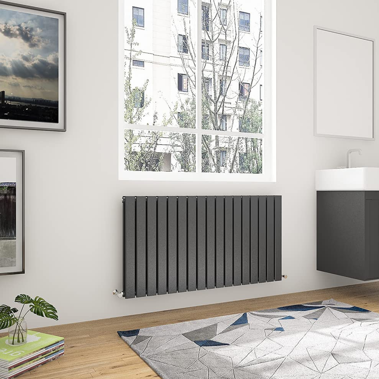 Honeywell 600 X 1158 mm Vertical Flat Panel Anthracite Designer Radiator