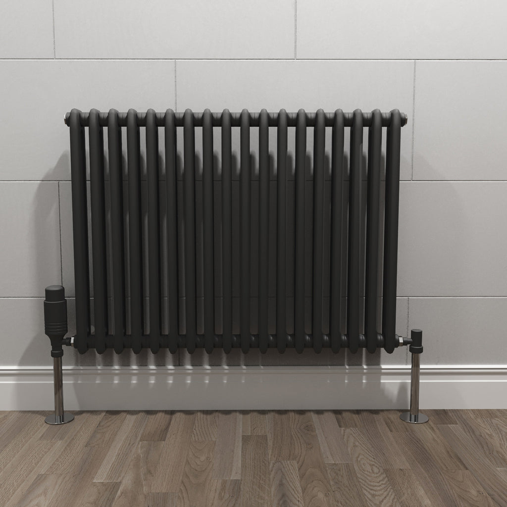 Black Matte Radiator Matte Black Double Traditional Radiator 600 x 828 mm