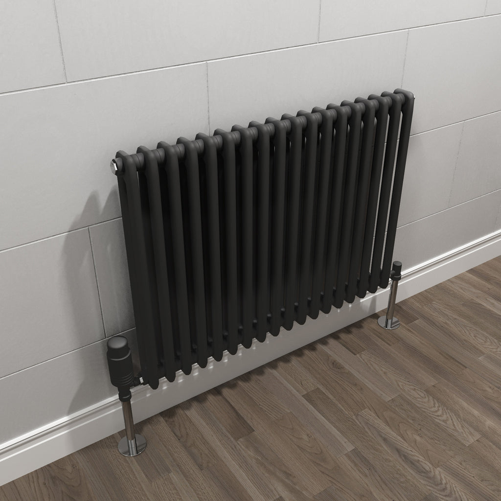 Black Matte Radiator Matte Black Double Traditional Radiator 600 x 828 mm