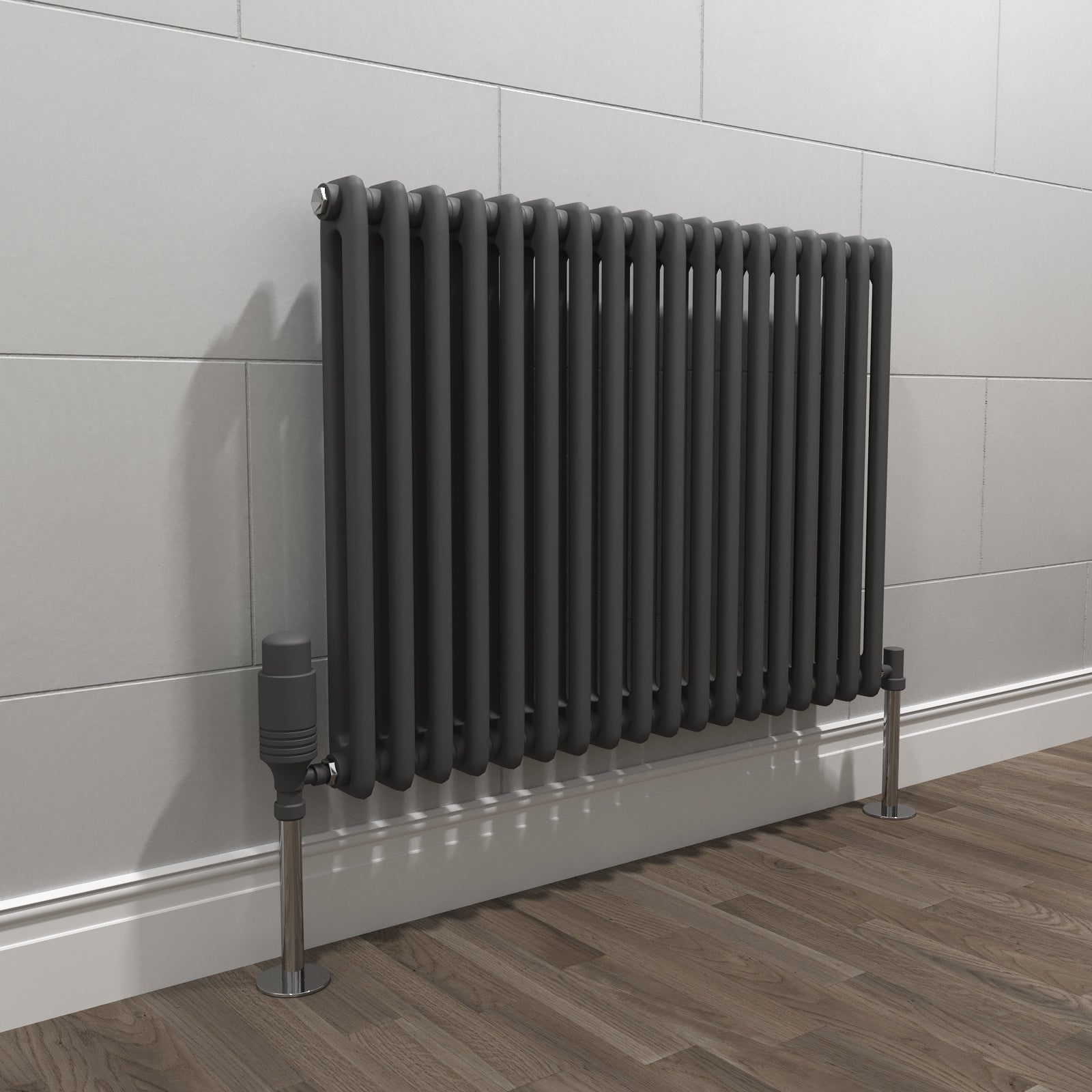 Traditional Radiator 600 X 828 mm Horizontal Double Column Dark Grey Anthracite