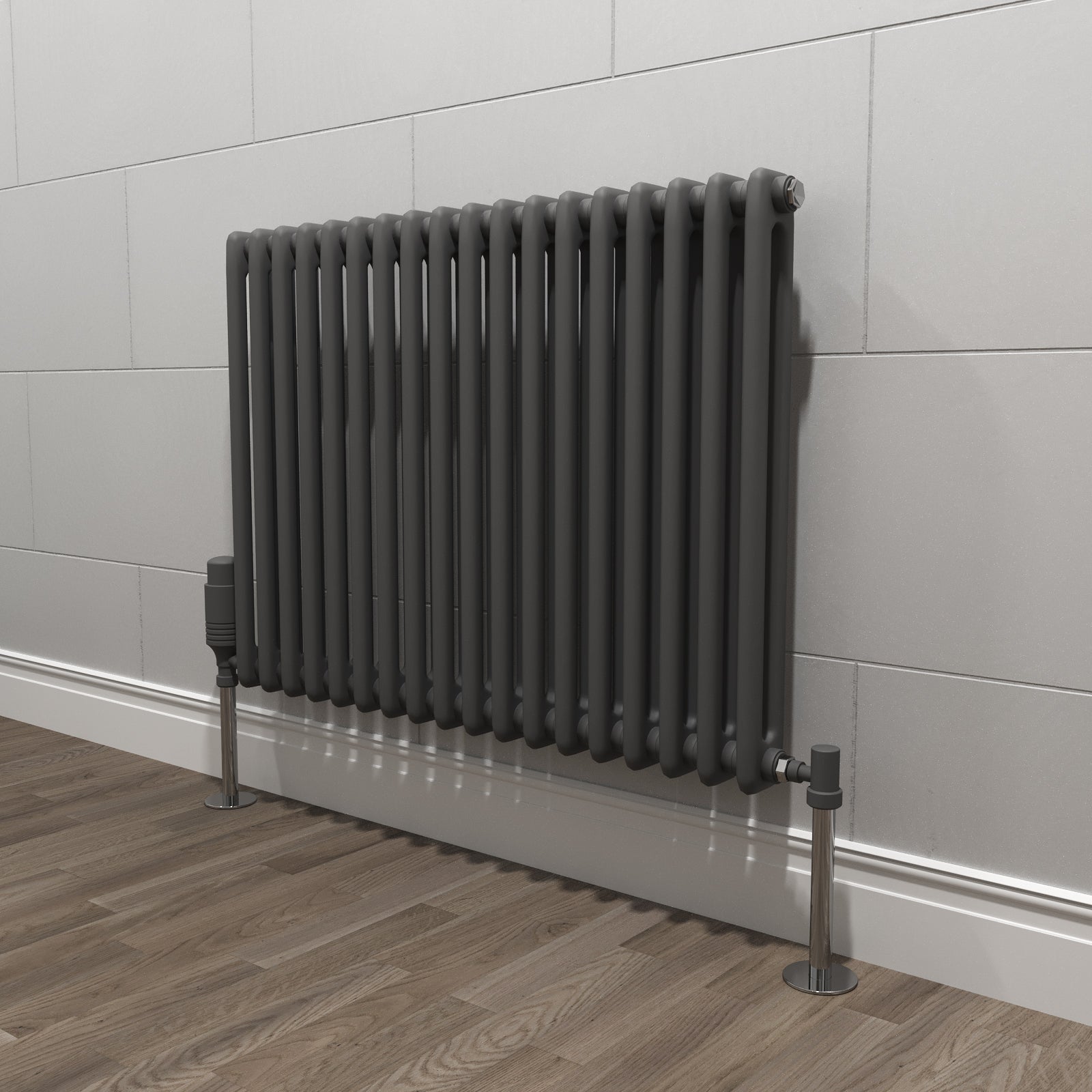 Traditional Radiator 600 X 828 mm Horizontal Double Column Dark Grey Anthracite