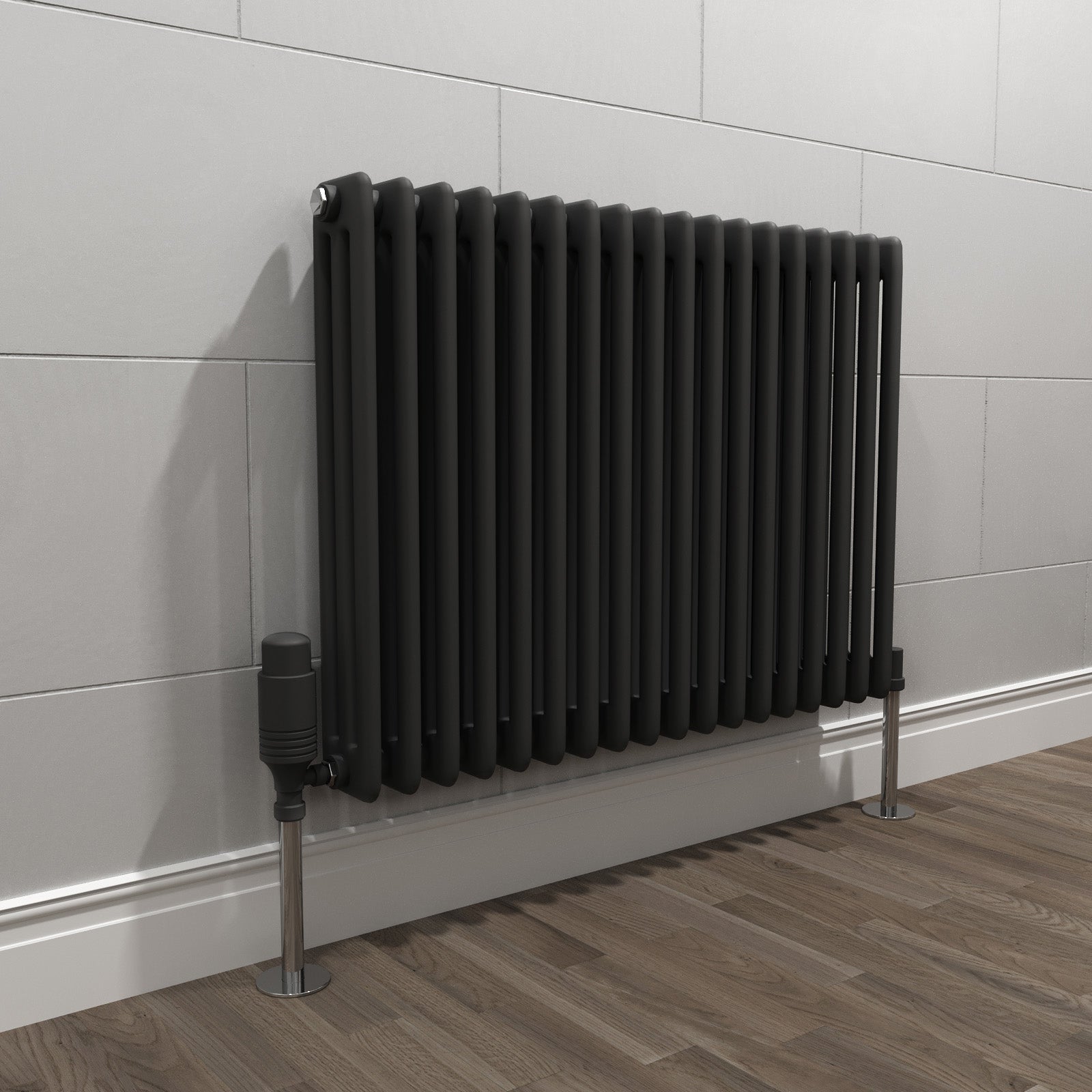 Triple Column Matte Black Radiator 600 X 828 mm
