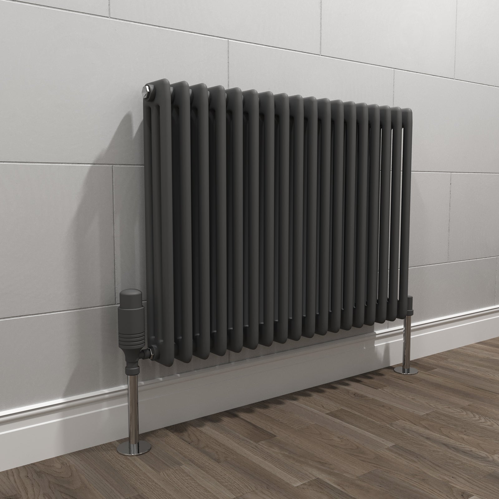 Traditional Radiator 600 X 828 mm Horizontal Triple Column Dark Grey Anthracite