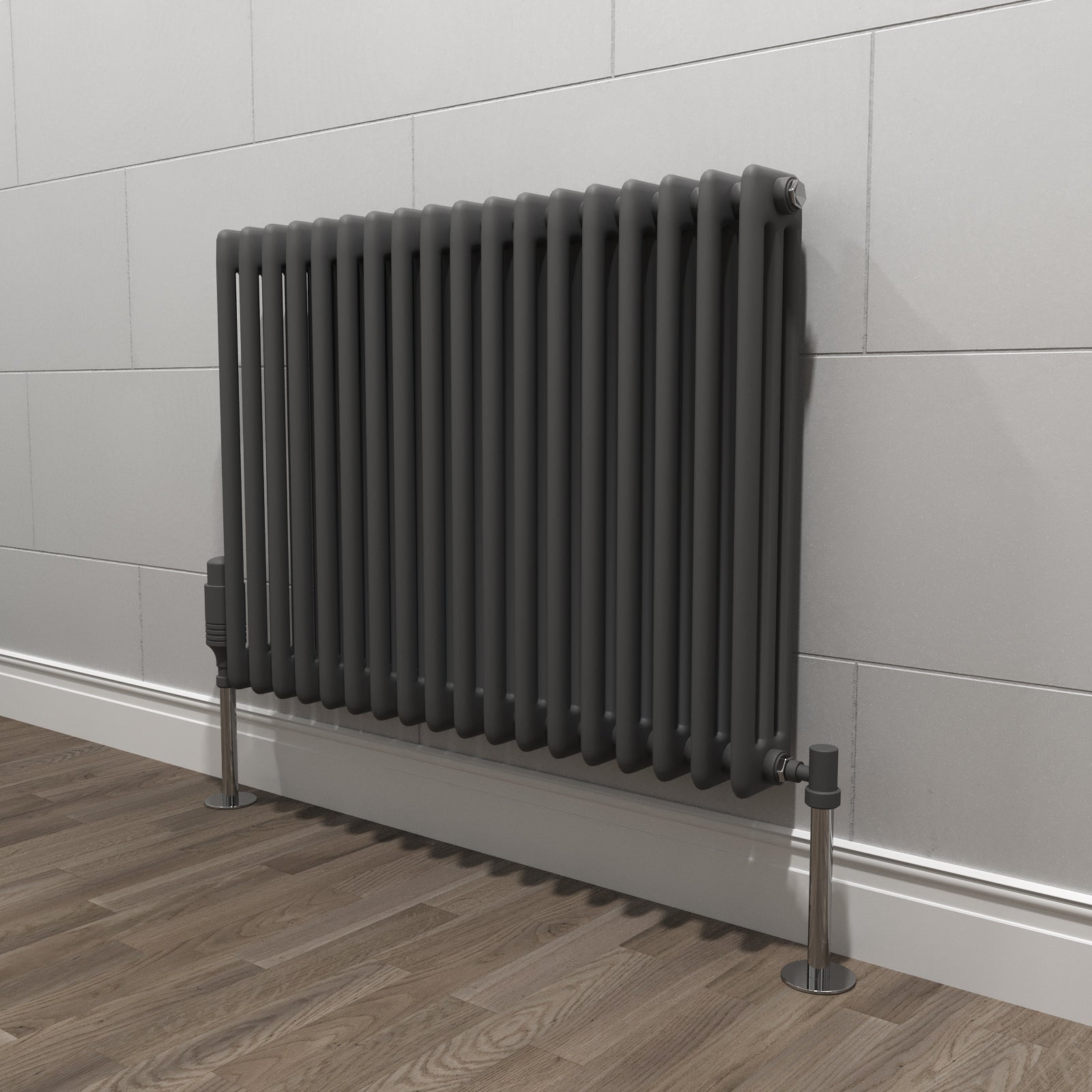 Traditional Radiator 600 X 828 mm Horizontal Triple Column Dark Grey Anthracite