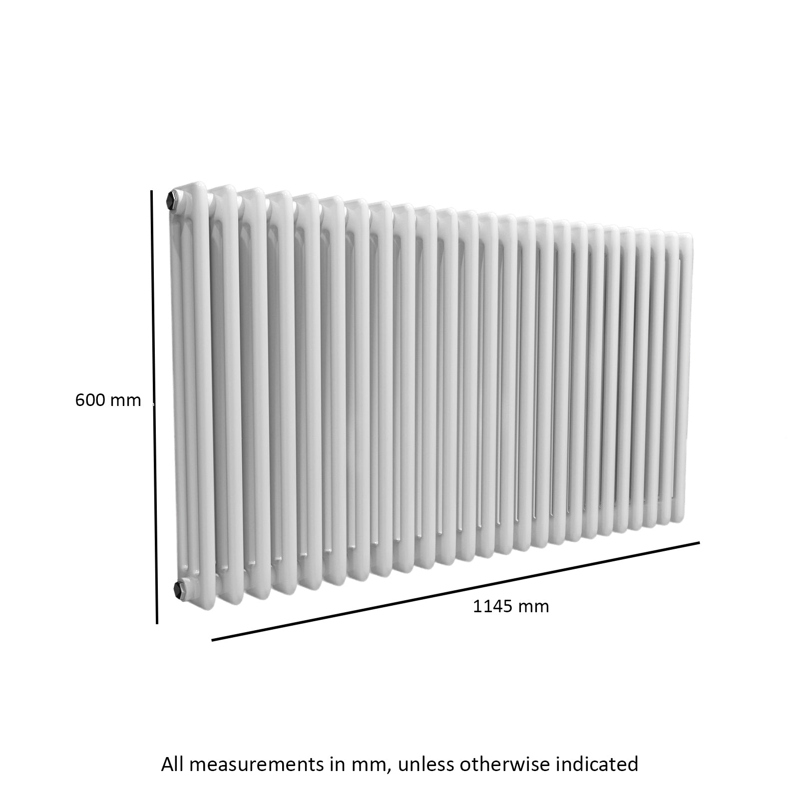 Honeywell 600 X 1145mm Horizontal Triple Column White Traditional Radiator