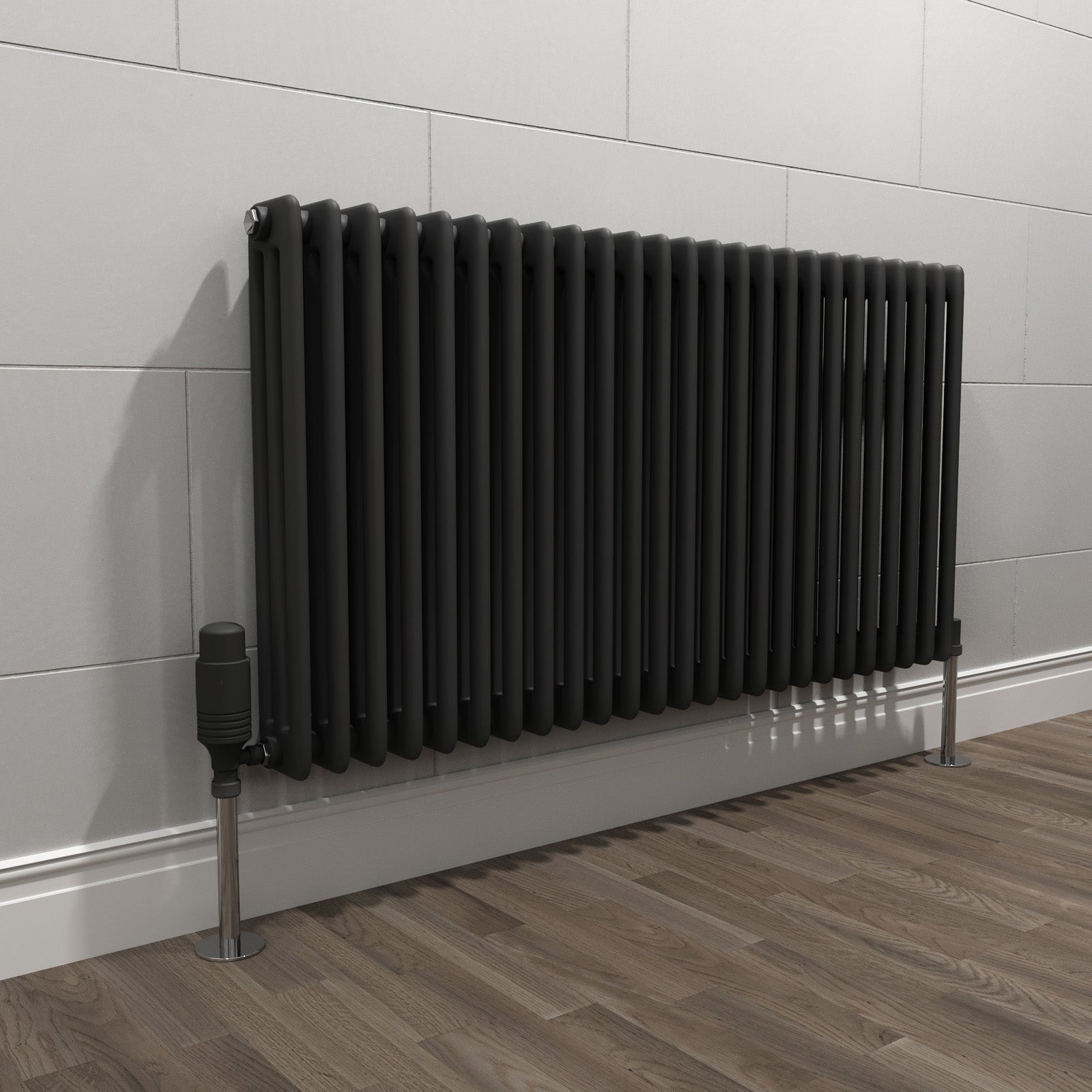 Traditional Radiator 600 X 1145 mm Horizontal Triple Column Matte Black