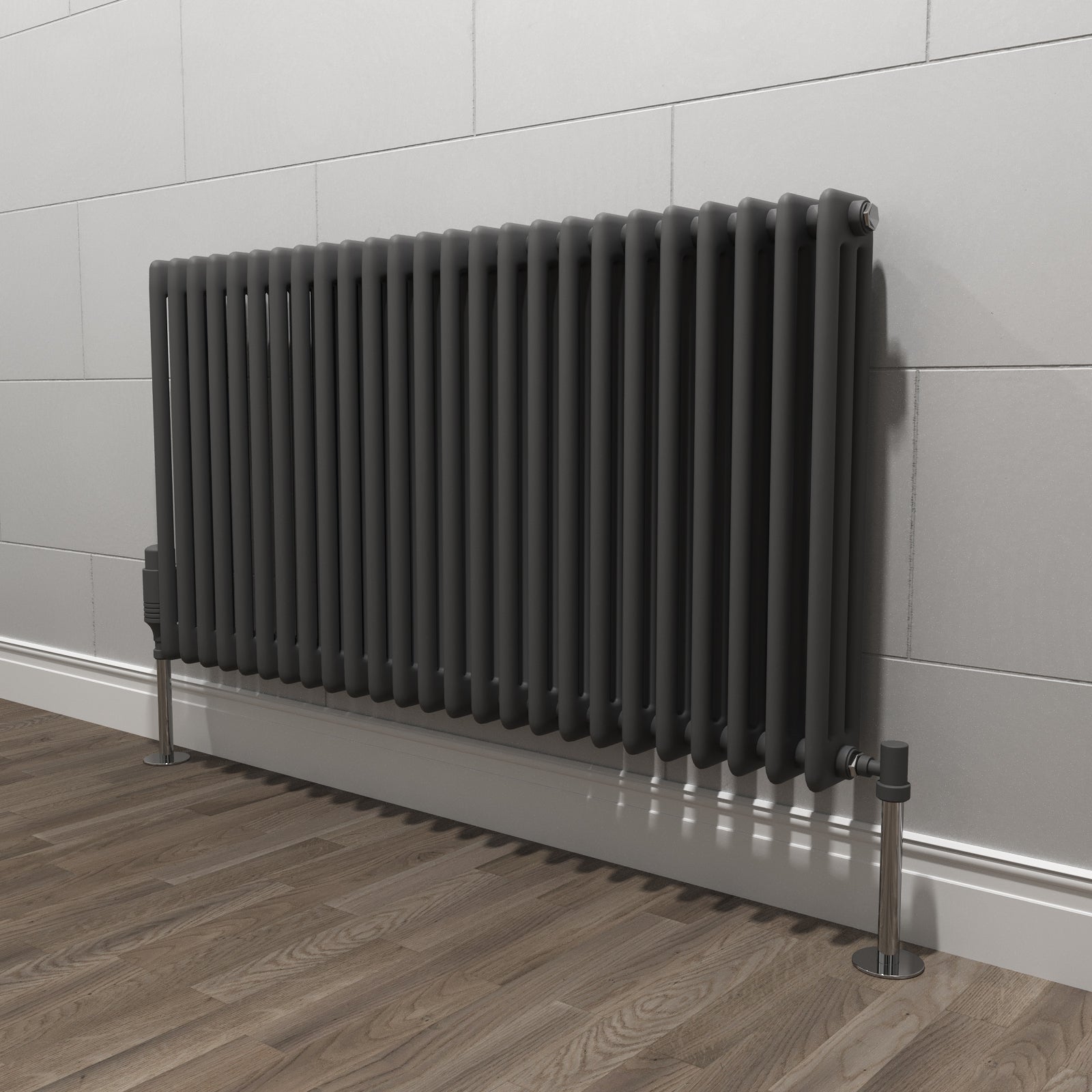 Traditional Radiator 600 X 1145 mm Horizontal Triple Column Dark Grey Anthracite