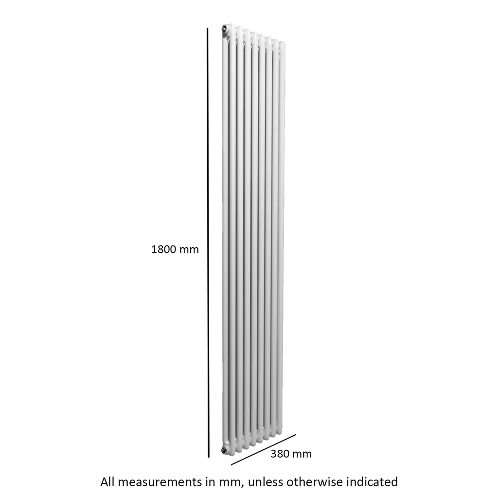 1800 High Radiator Traditional Radiator 1800 X 380 mm Vertical Double Column White