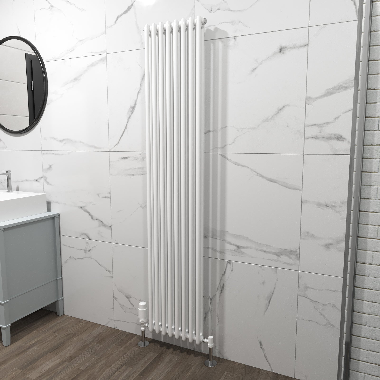 Traditional Radiator 1800 X 380 mm Vertical Double Column White