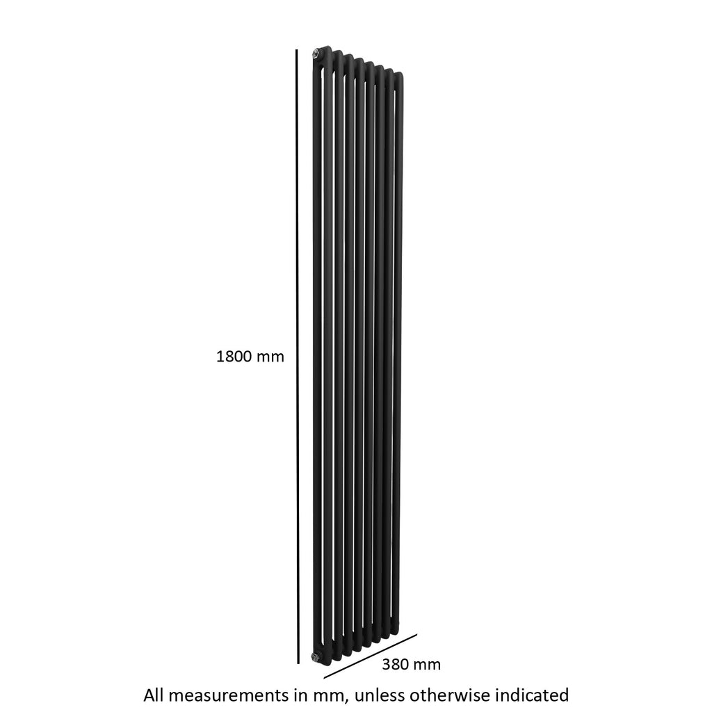 Black Matte Radiator Double Column Matte Black Radiator 1800 X 380 mm