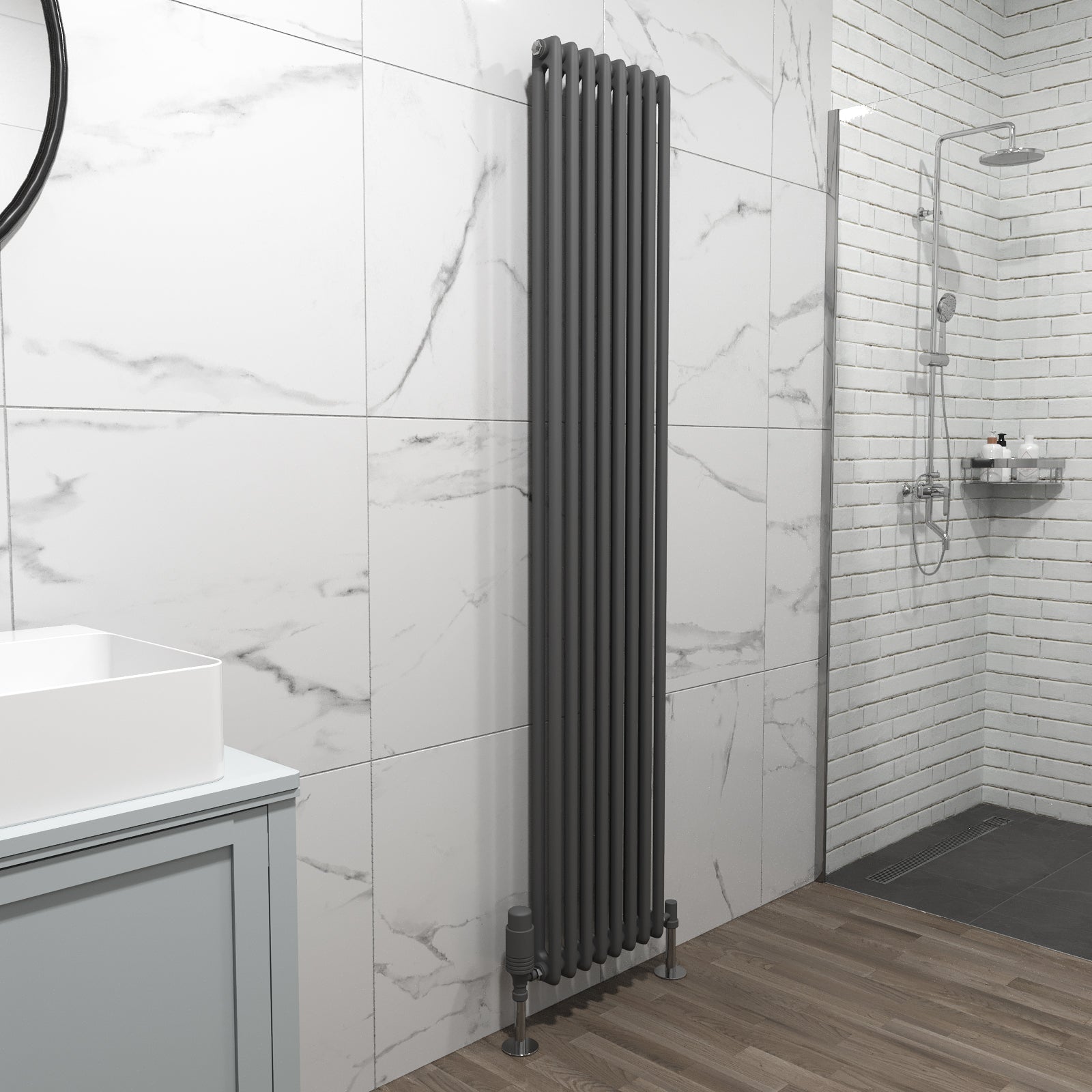 Traditional Radiator 1800 X 380 mm Vertical Double Column Anthracite