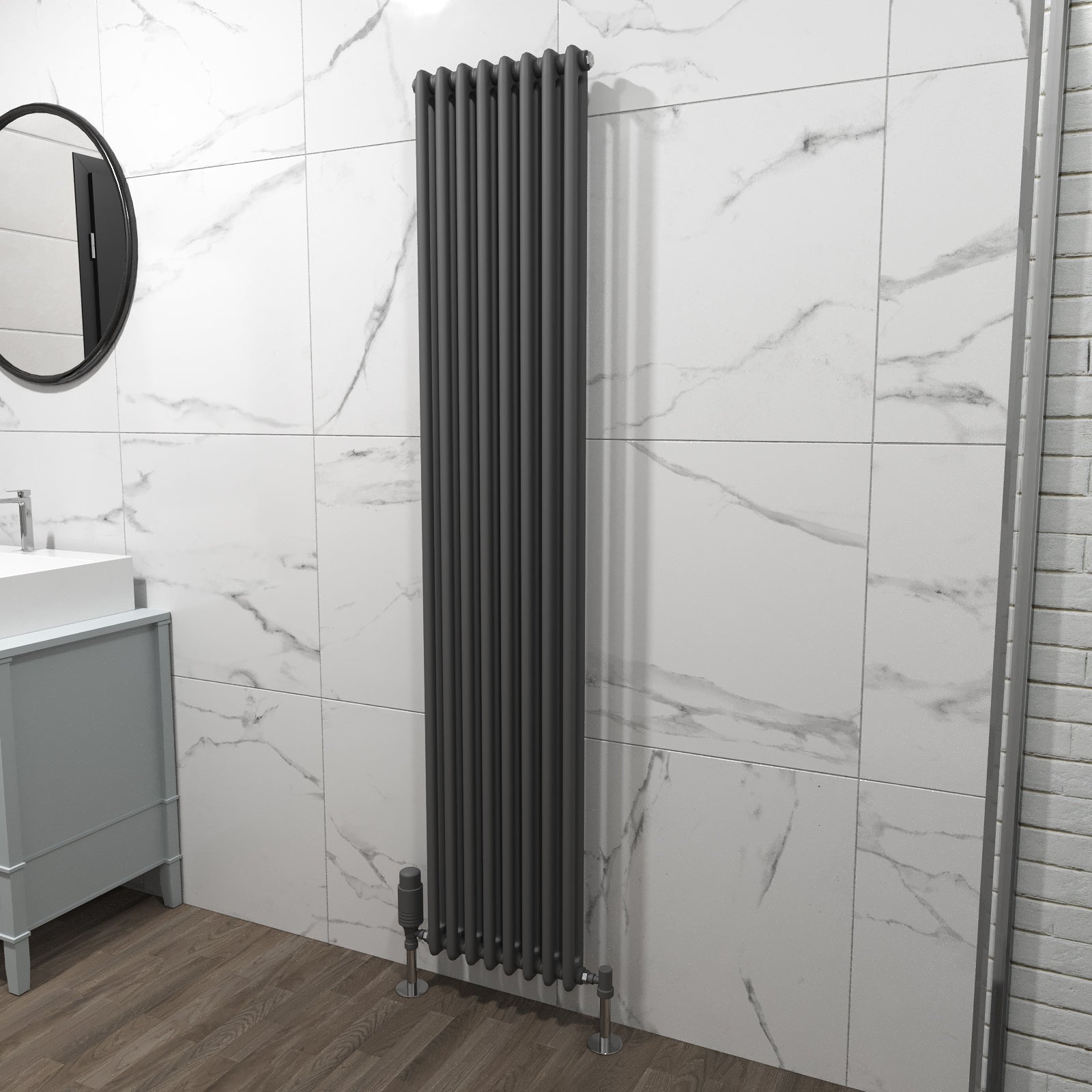 Traditional Radiator 1800 X 380 mm Vertical Double Column Anthracite