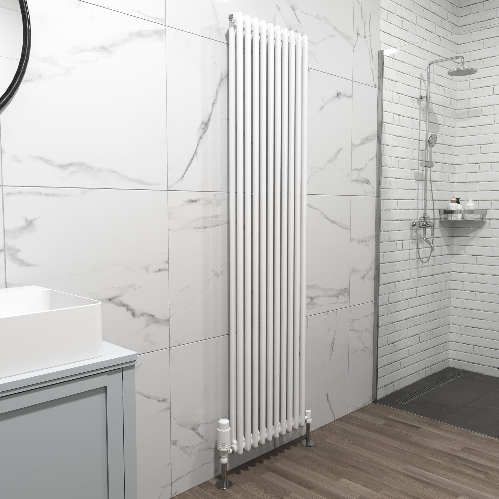 Traditional Radiator 1800 X 470 mm Vertical Double Column White