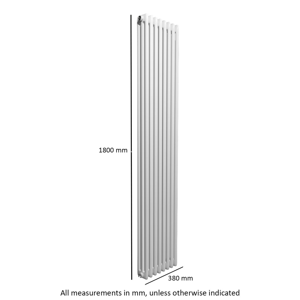 Triple Column Radiator Depth Traditional Radiator 1800 X 380 mm Vertical Triple Column White