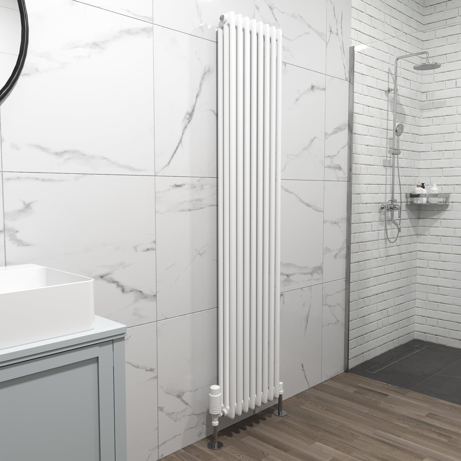 Traditional Radiator 1800 X 380 mm Vertical Triple Column White