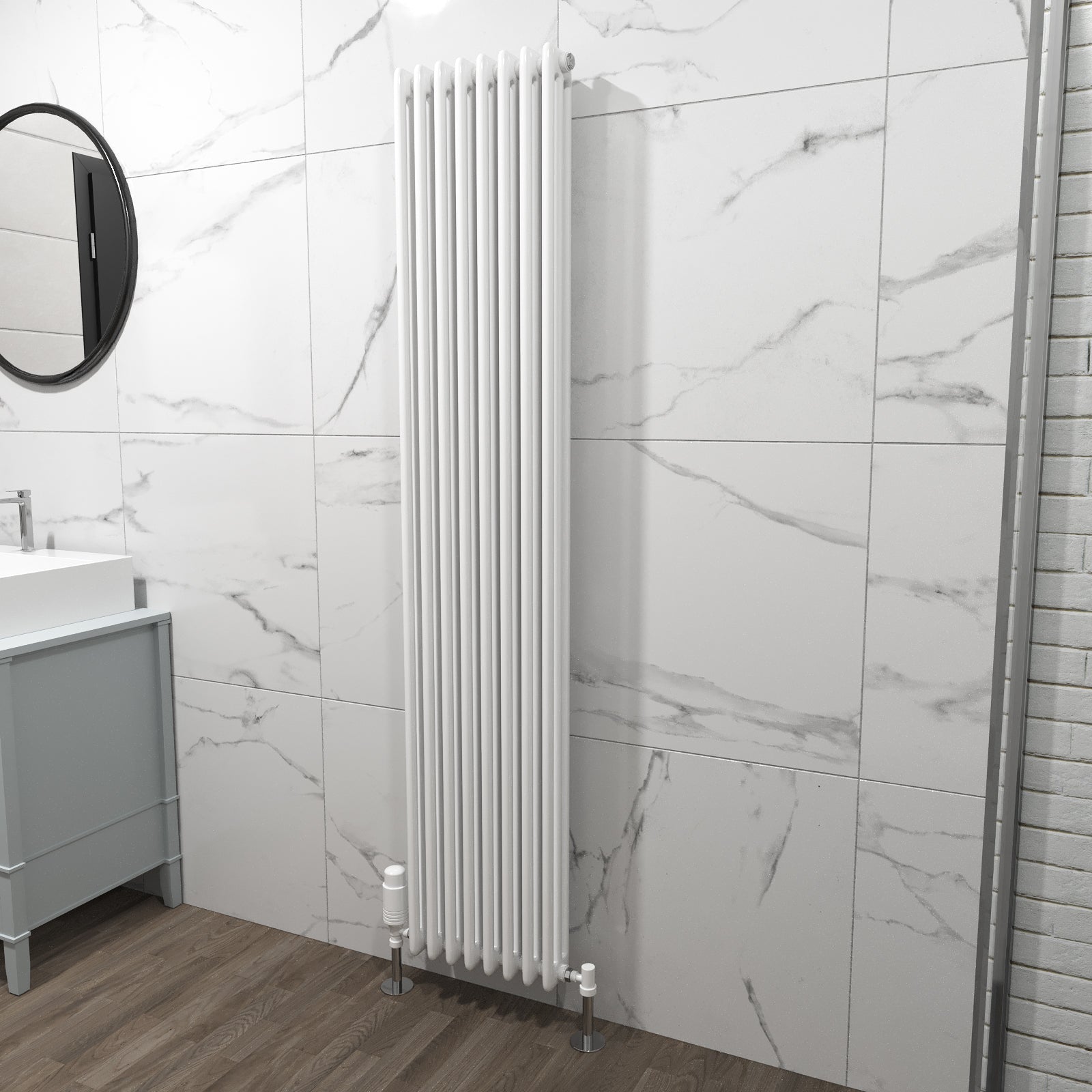 Traditional Radiator 1800 X 380 mm Vertical Triple Column White