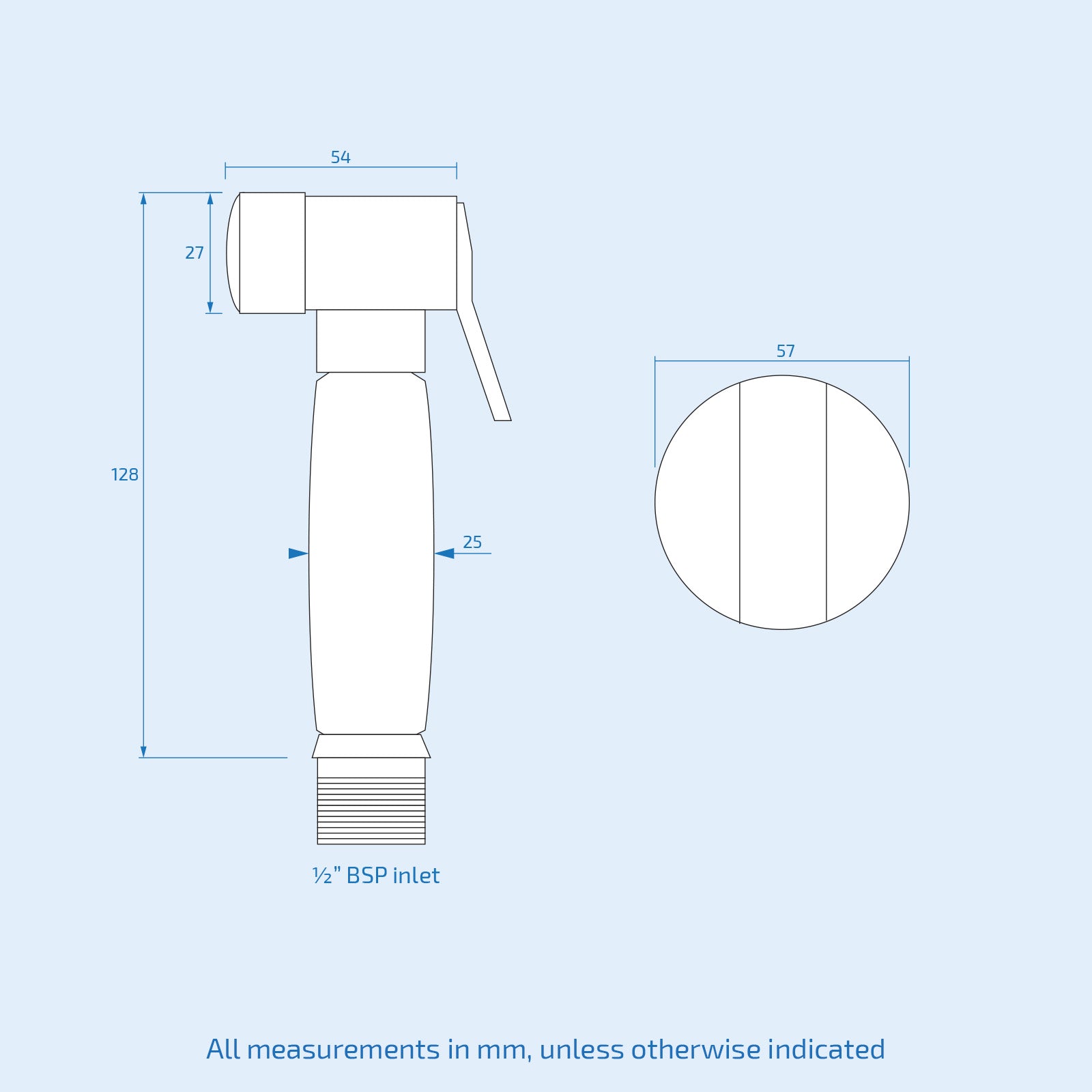 Douche With 1.2m Stainless Steel Hose & Mini Thermostatic Mixer Chrome