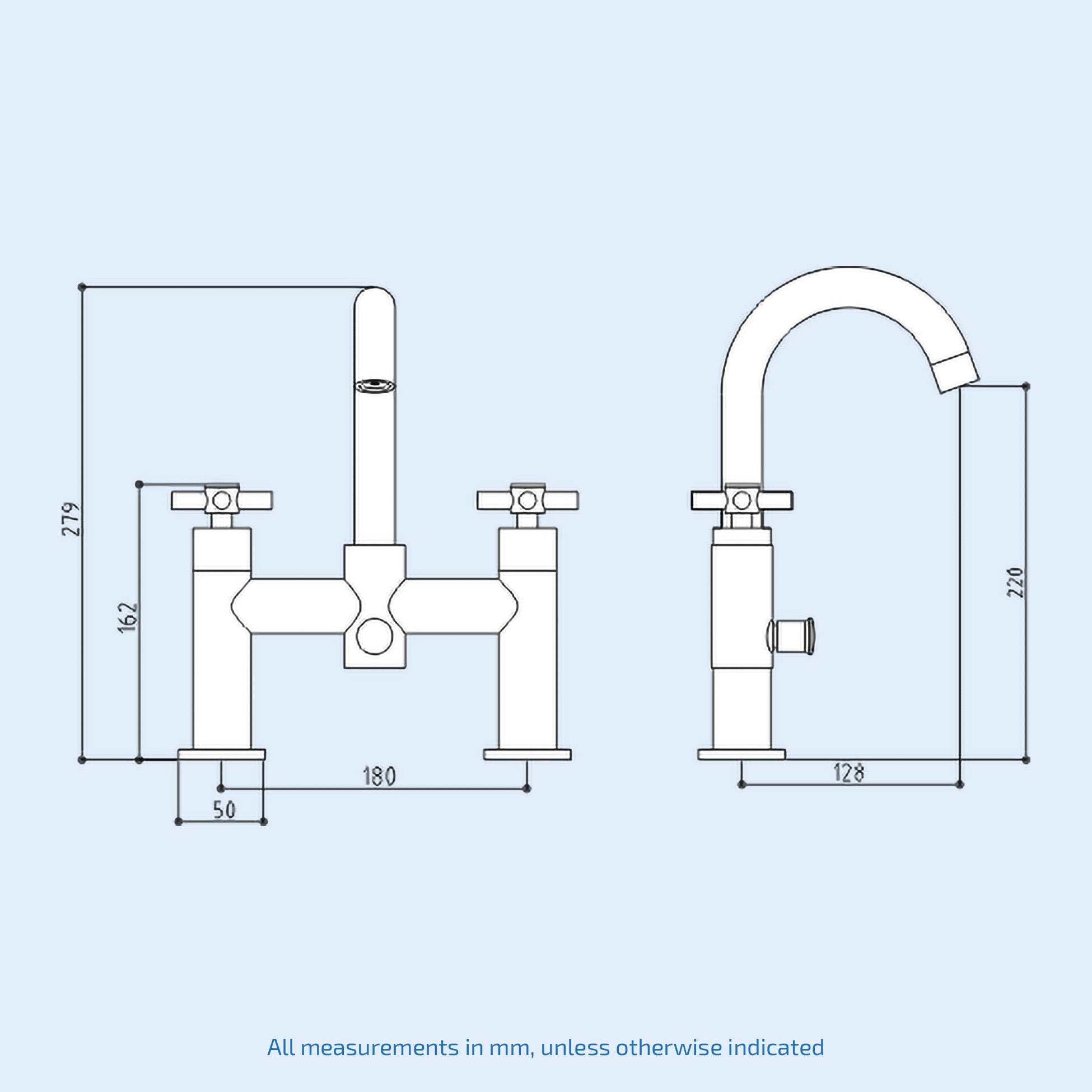 Modern Bathroom Chrome Bath Mixer Tap with Round Shower Handset