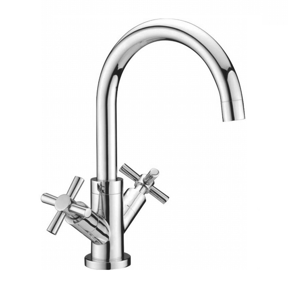 Deck Mounted Modern Cross Head Kitchen Chrome Basin Sink Mono Mixer | Desla