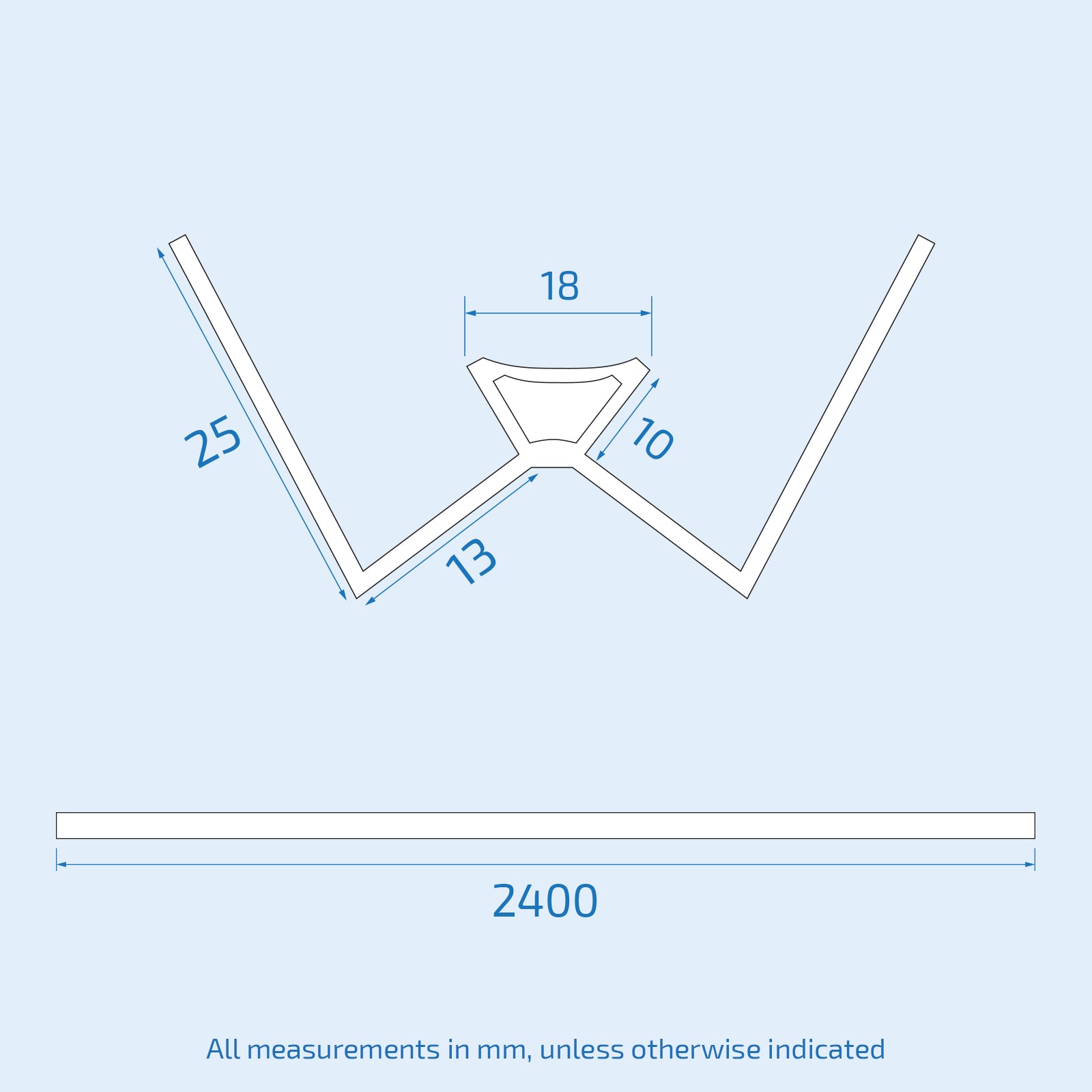Measurement diagram of a ceiling light fixture with dimensions 