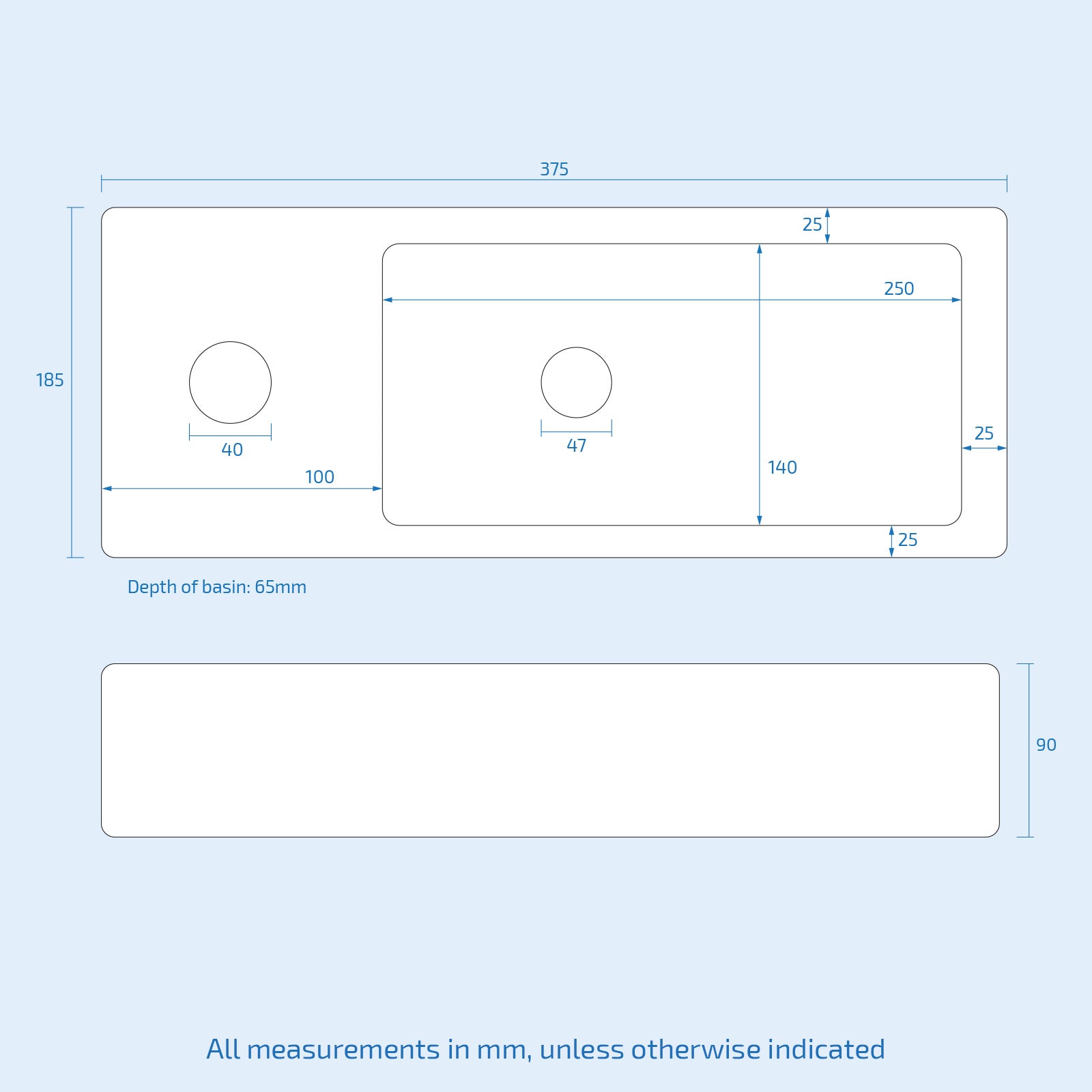 Alvey Wall Hung Left Handed Cloakroom 360mm Basin Sink