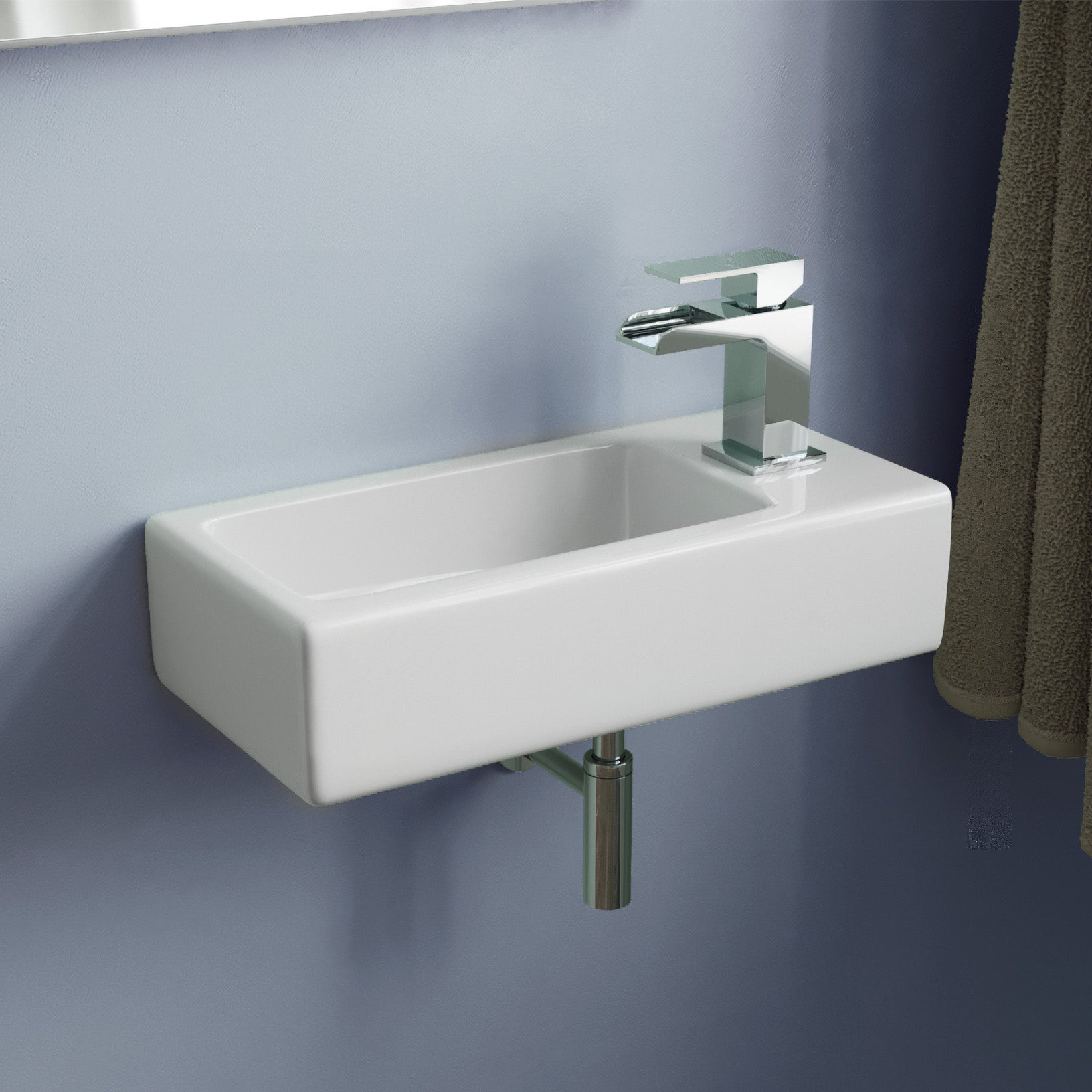 Alvey Wall Hung Right Handed Cloakroom 360mm Basin Sink, Fittings Included