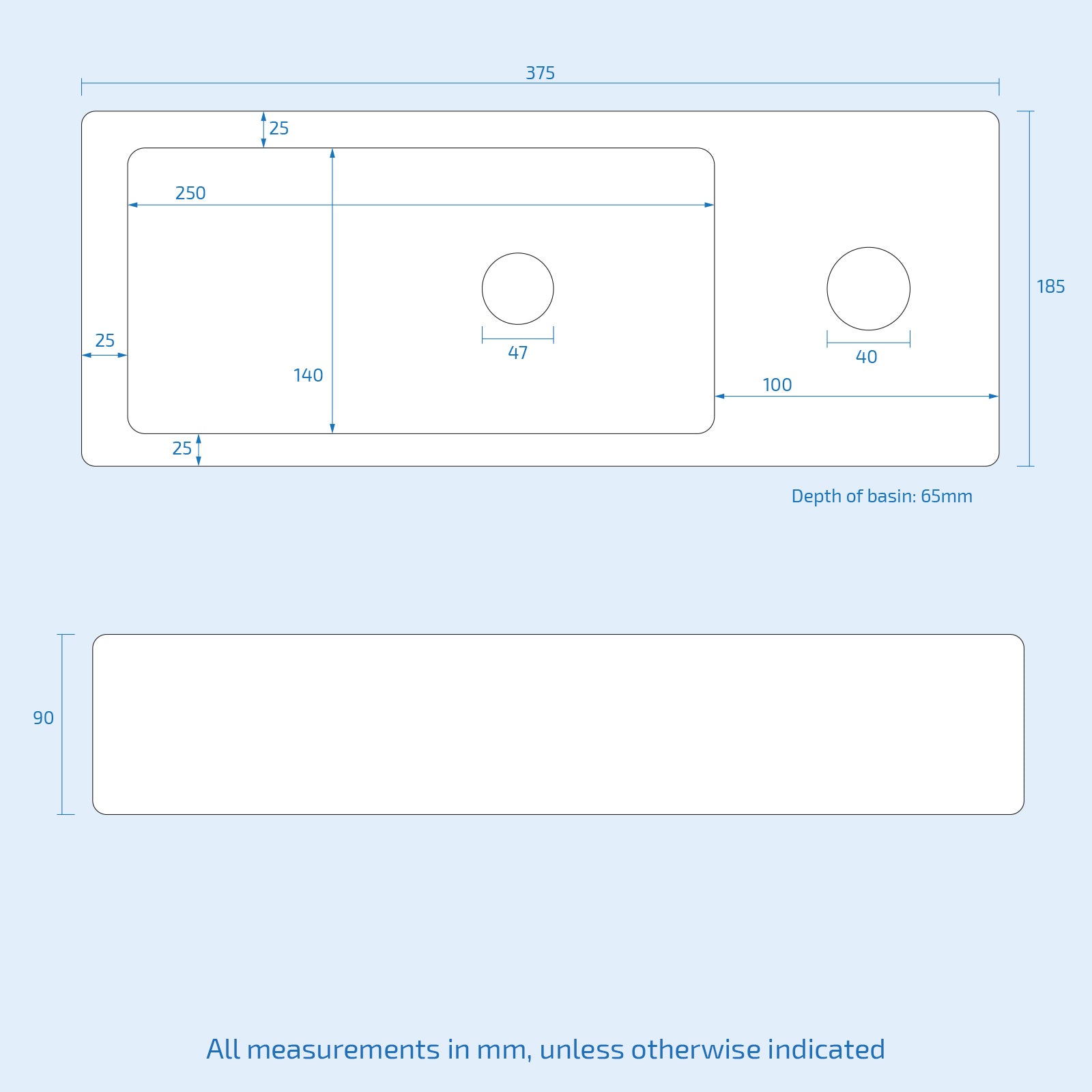 Alvey Wall Hung Right Handed Cloakroom 360mm Basin Sink