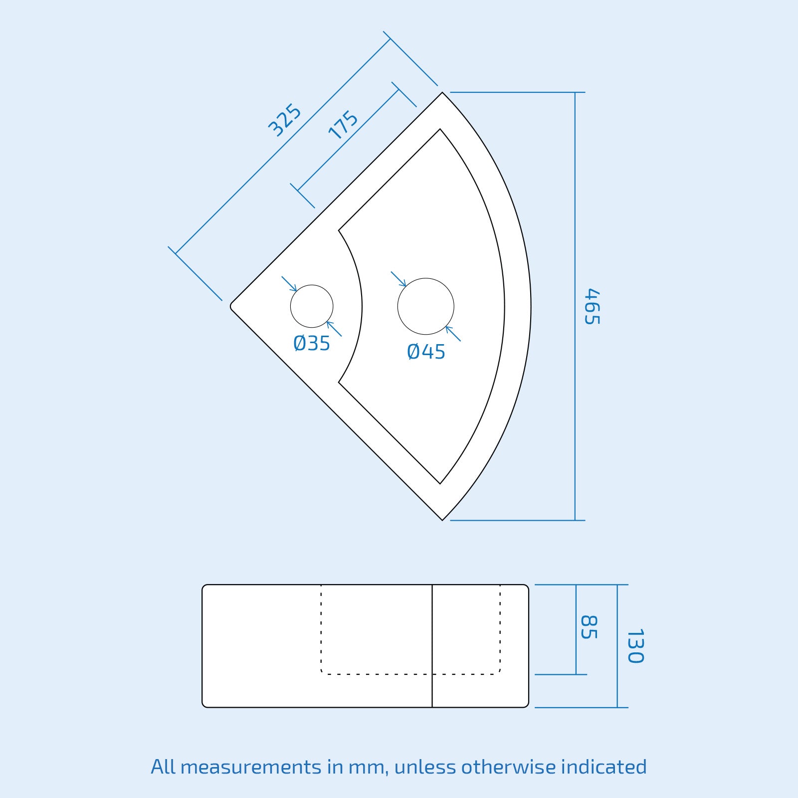 Quarter Circle Corner Cloakroom Basin & Mixer Tap with Waste