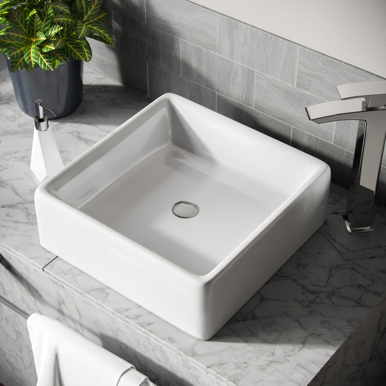 Leven 385 X 385mm Cloakroom Square Stand Alone Counter Top Basin Sink