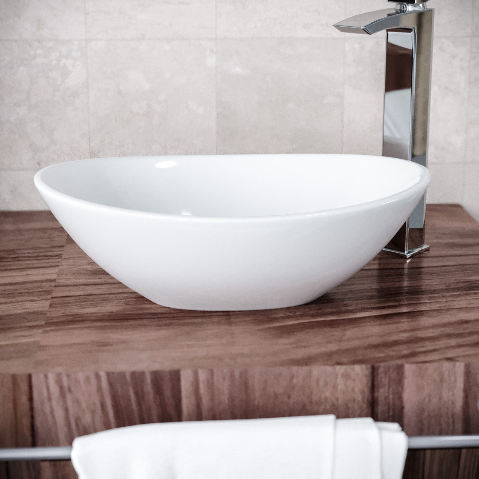 Etive 410 X 335mm Oval Cloakroom Counter Top Basin Sink Bowl