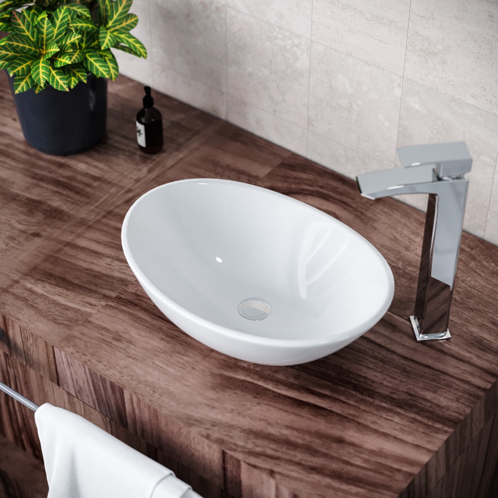 Etive 410 X 335mm Oval Cloakroom Counter Top Basin Sink Bowl
