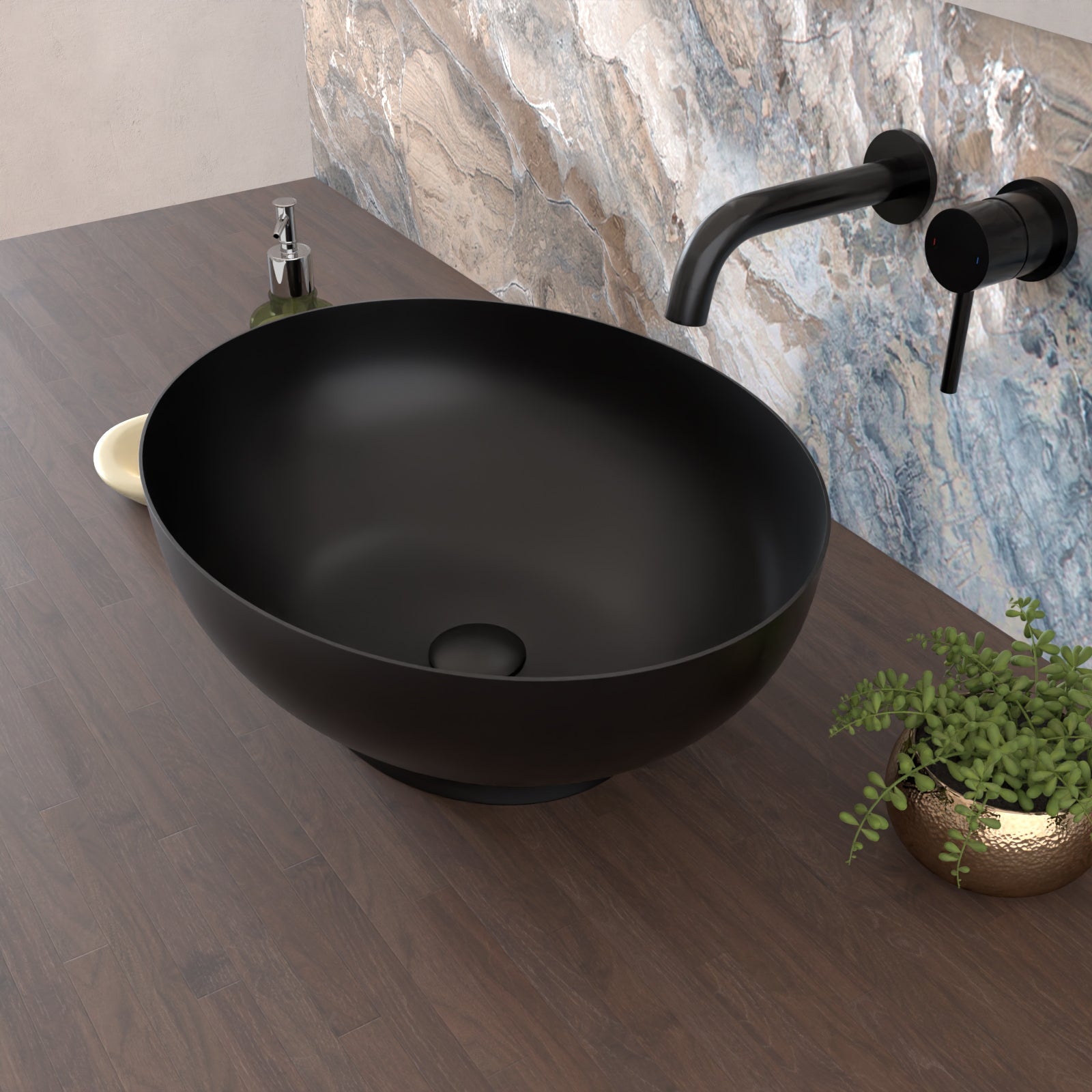 Blacon 410mm x 335mm Countertop Basin Oval Matte Black