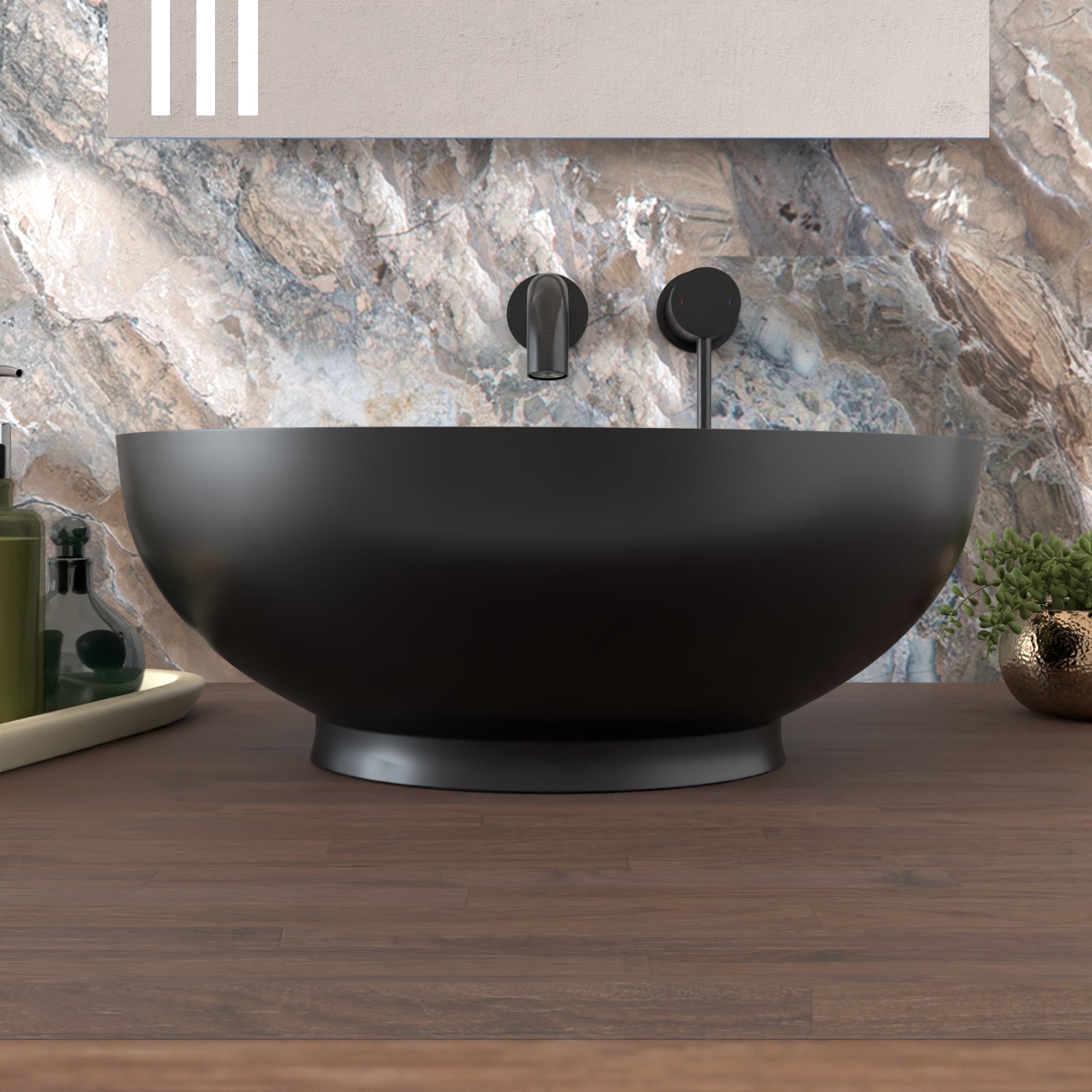 Blacon 410mm x 335mm Countertop Basin Oval Matte Black