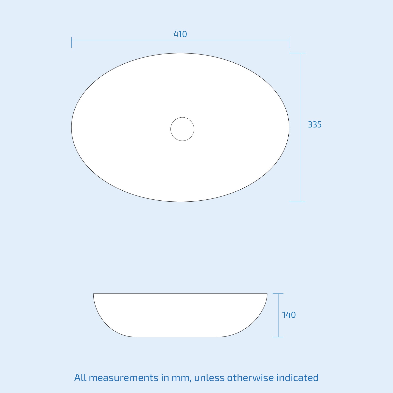 Blacon 410mm x 335mm Countertop Basin Oval Matte Black