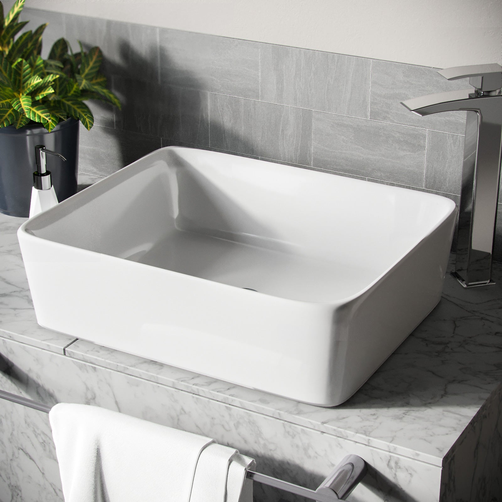 Leven Cloakroom Rectangle Counter Top Basin Bowl