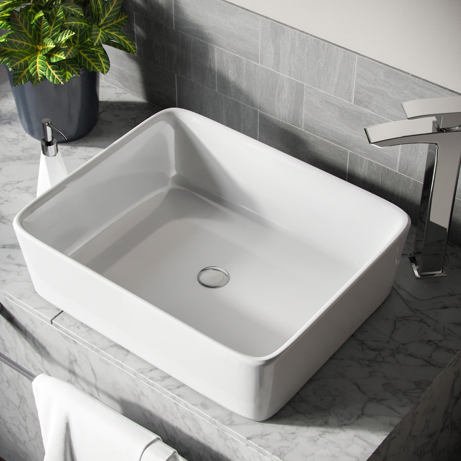 Leven Cloakroom Rectangle Counter Top Basin Bowl