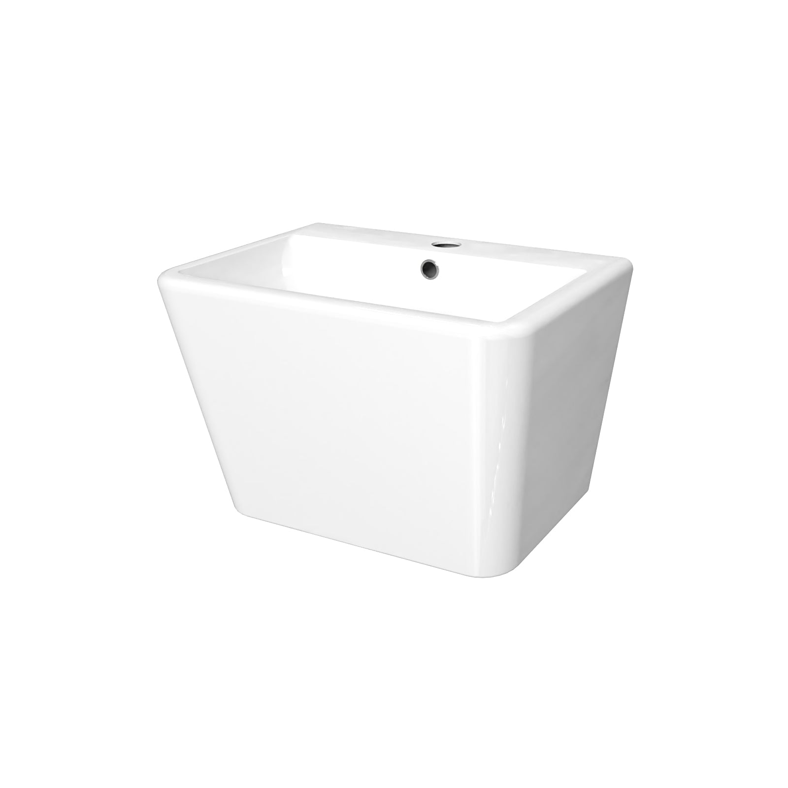 White Modern Rectangle Square Wall Hung Ceramic Basin