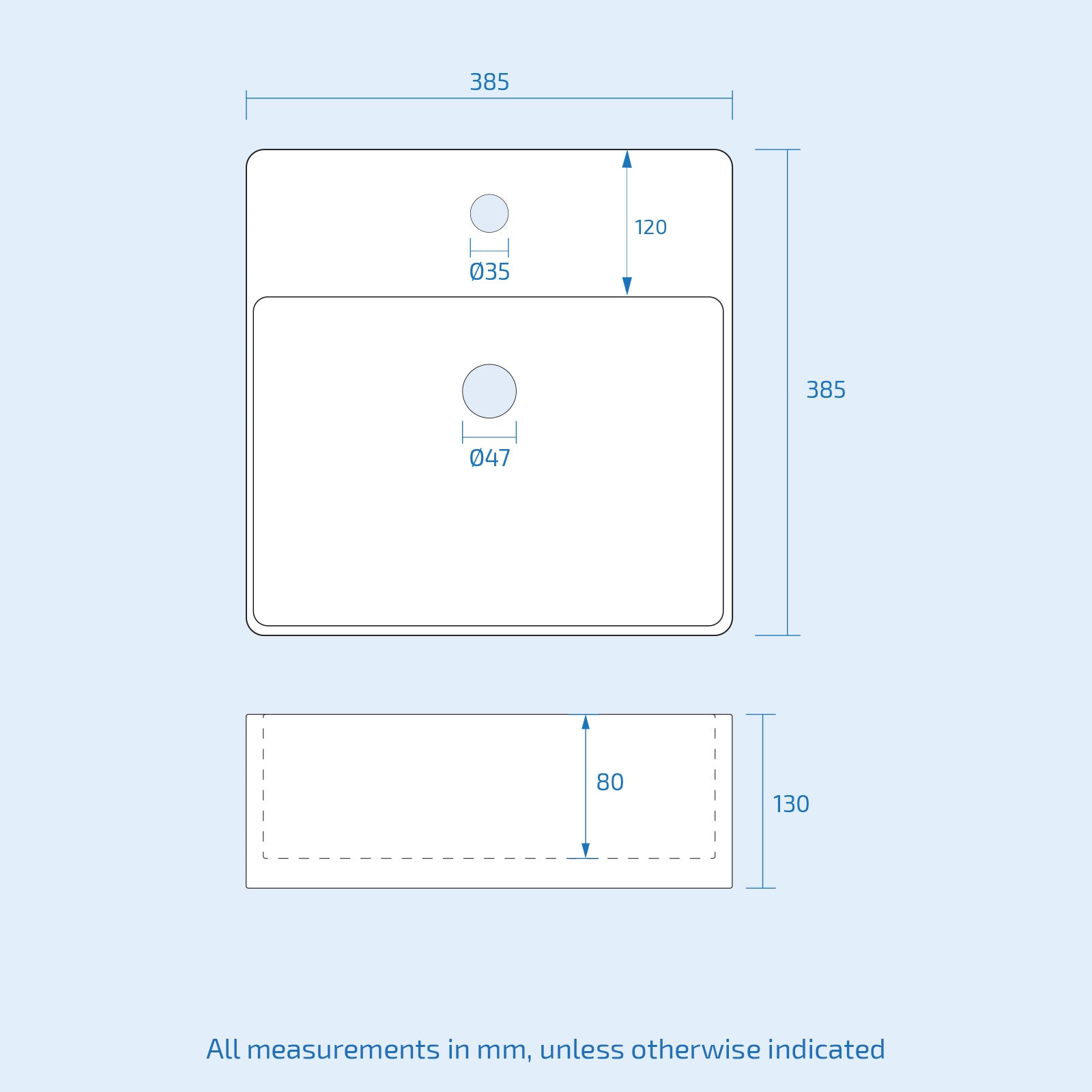 Merton 600mm Wall Hung White 2 Drawers Vanity & Worktop With Square Basin