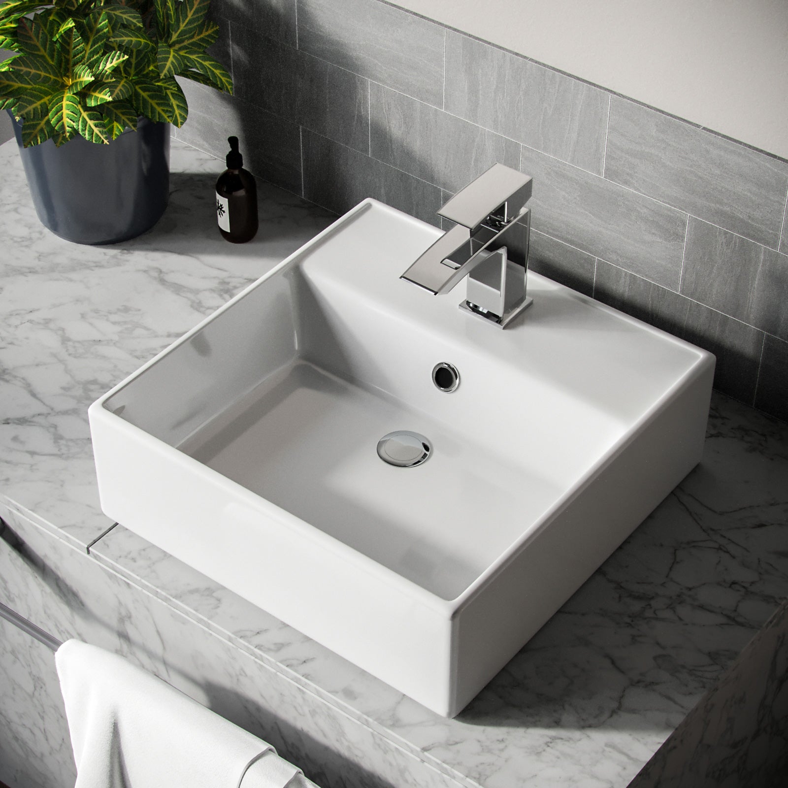 Leven 385 X 385mm Cloakroom Square Counter Top Basin Sink