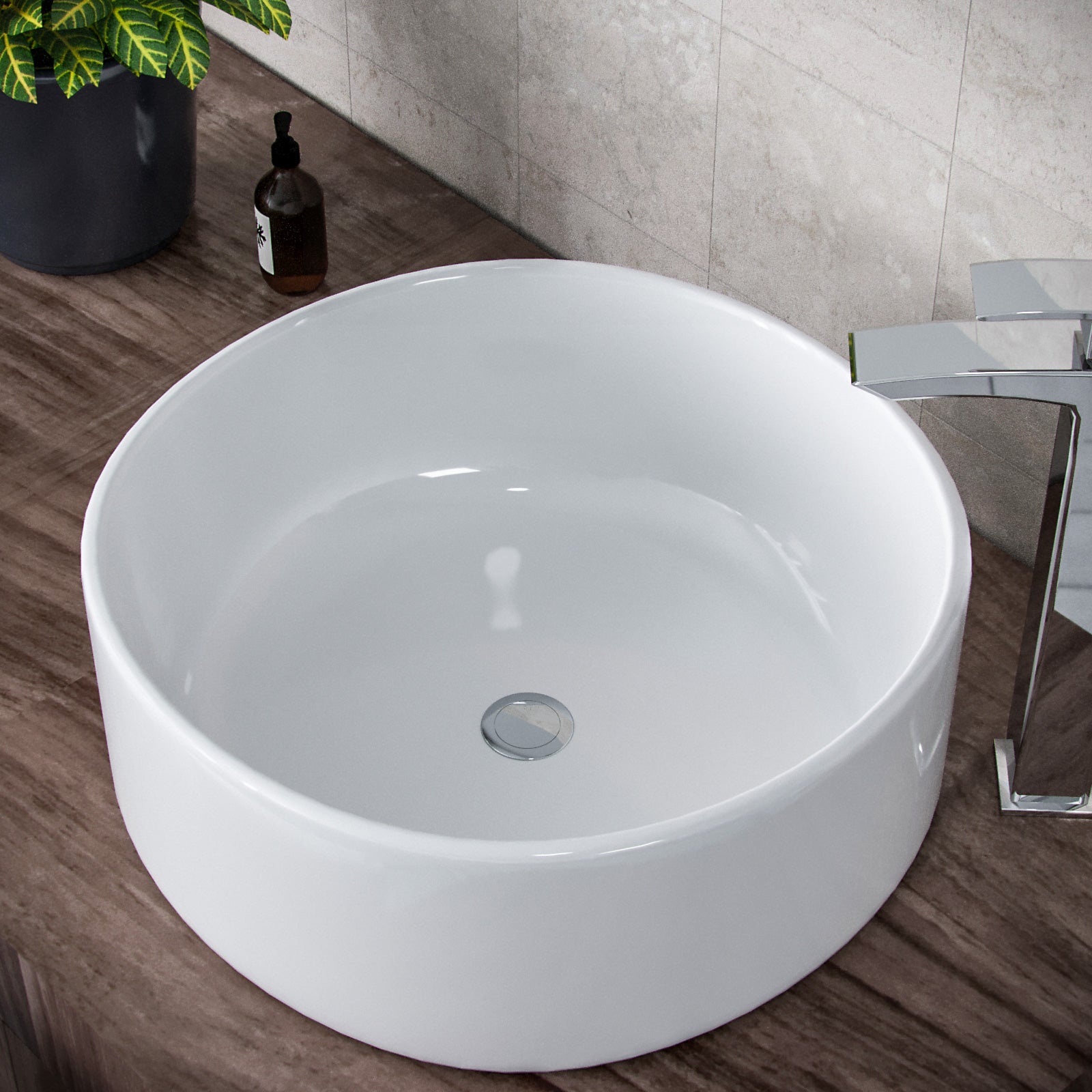 Etive 410mm Clokaroom Round Stand Alone Counter Top Basin Sink Bowl