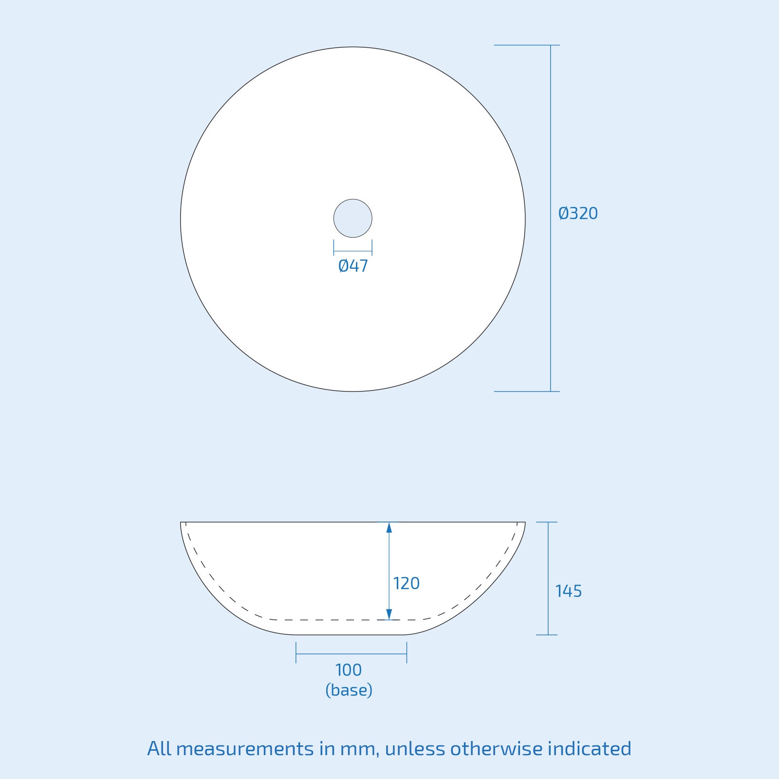 Etive 320mm Round Countertop Basin White