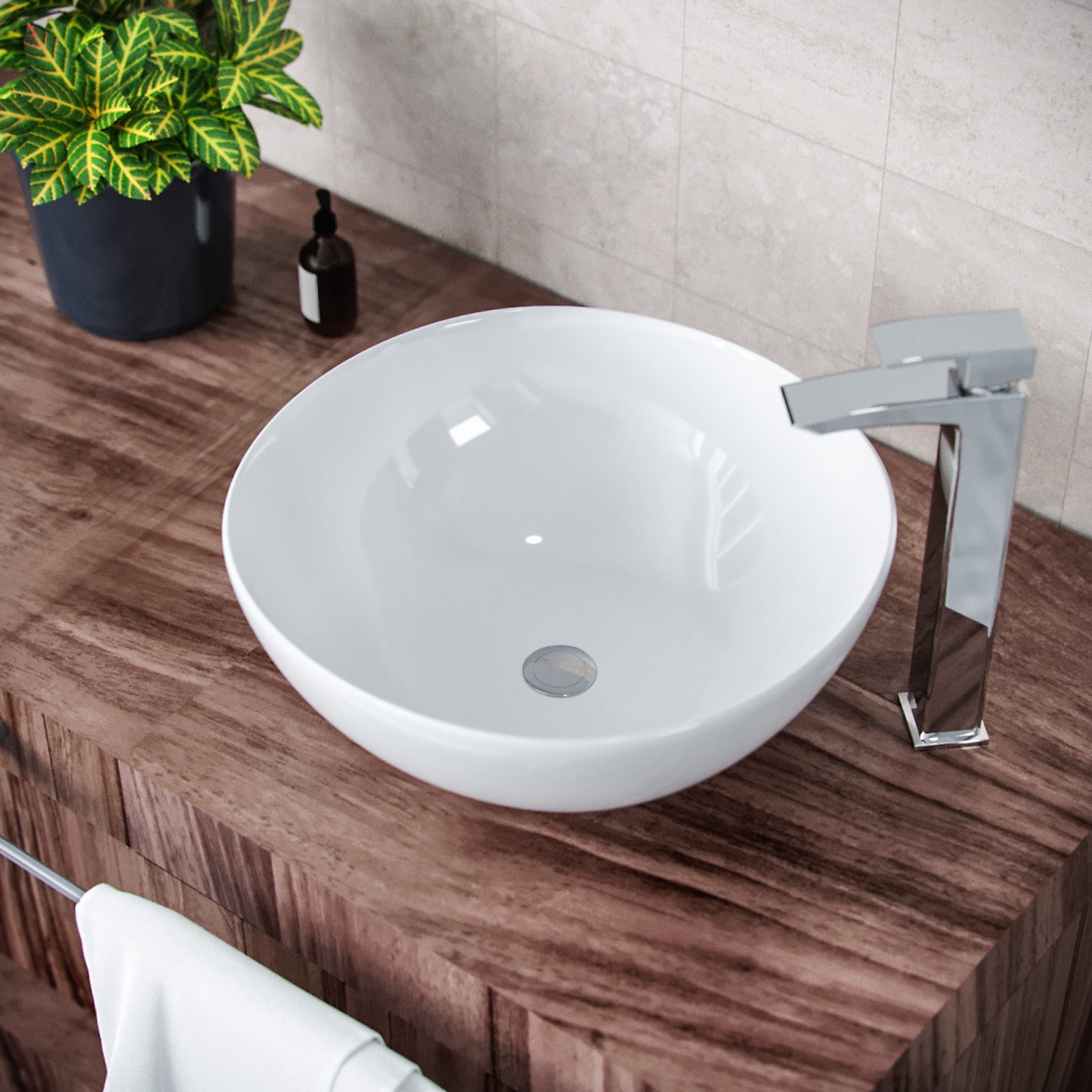 420mm Counter Top Round Bowl Basin Cloakroom Bathroom Wash Sink