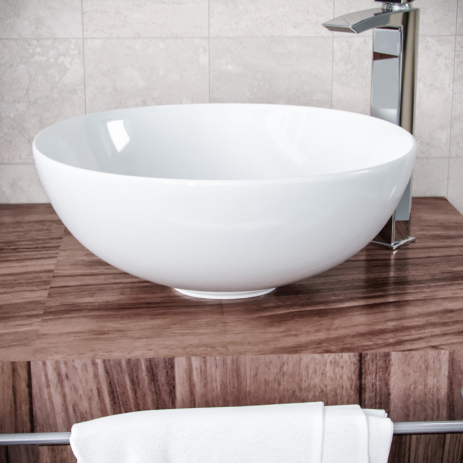 420mm Counter Top Round Bowl Basin Cloakroom Bathroom Wash Sink