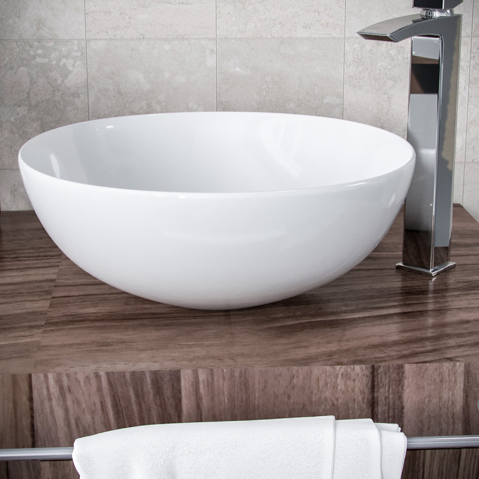 420mm Counter Top Round Bowl Basin Cloakroom Bathroom Wash Sink