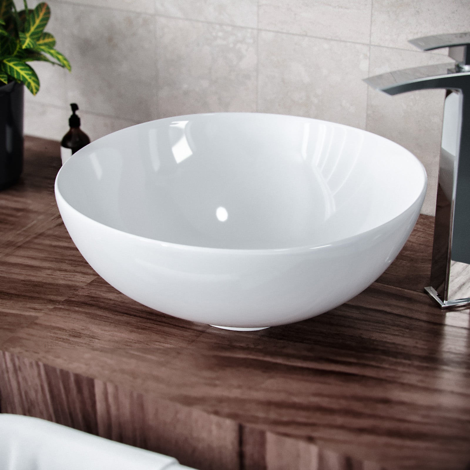 420mm Counter Top Round Bowl Basin Cloakroom Bathroom Wash Sink
