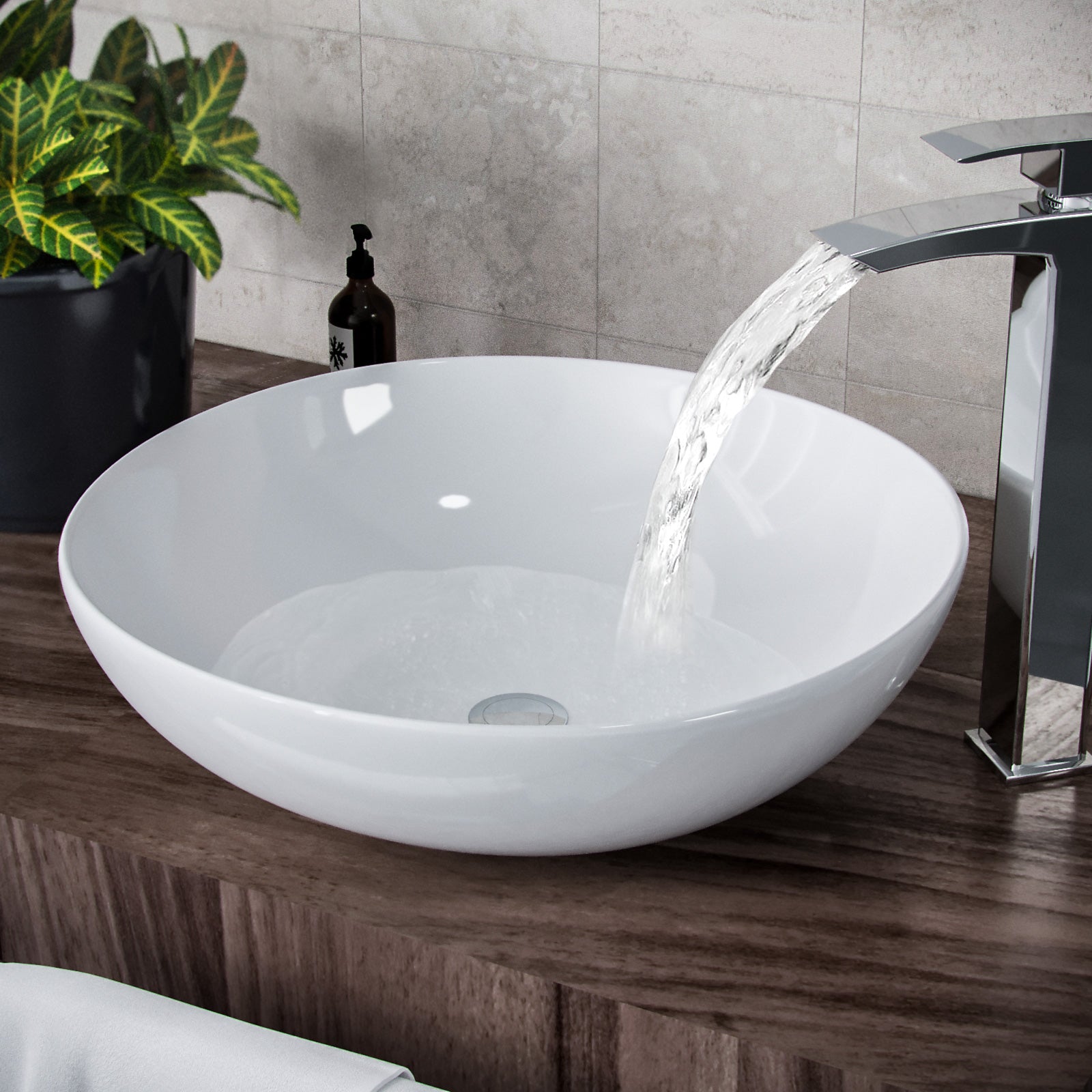 Etive 410mm Large Round Cloakroom Stand Alone Counter Top Basin Sink Bowl