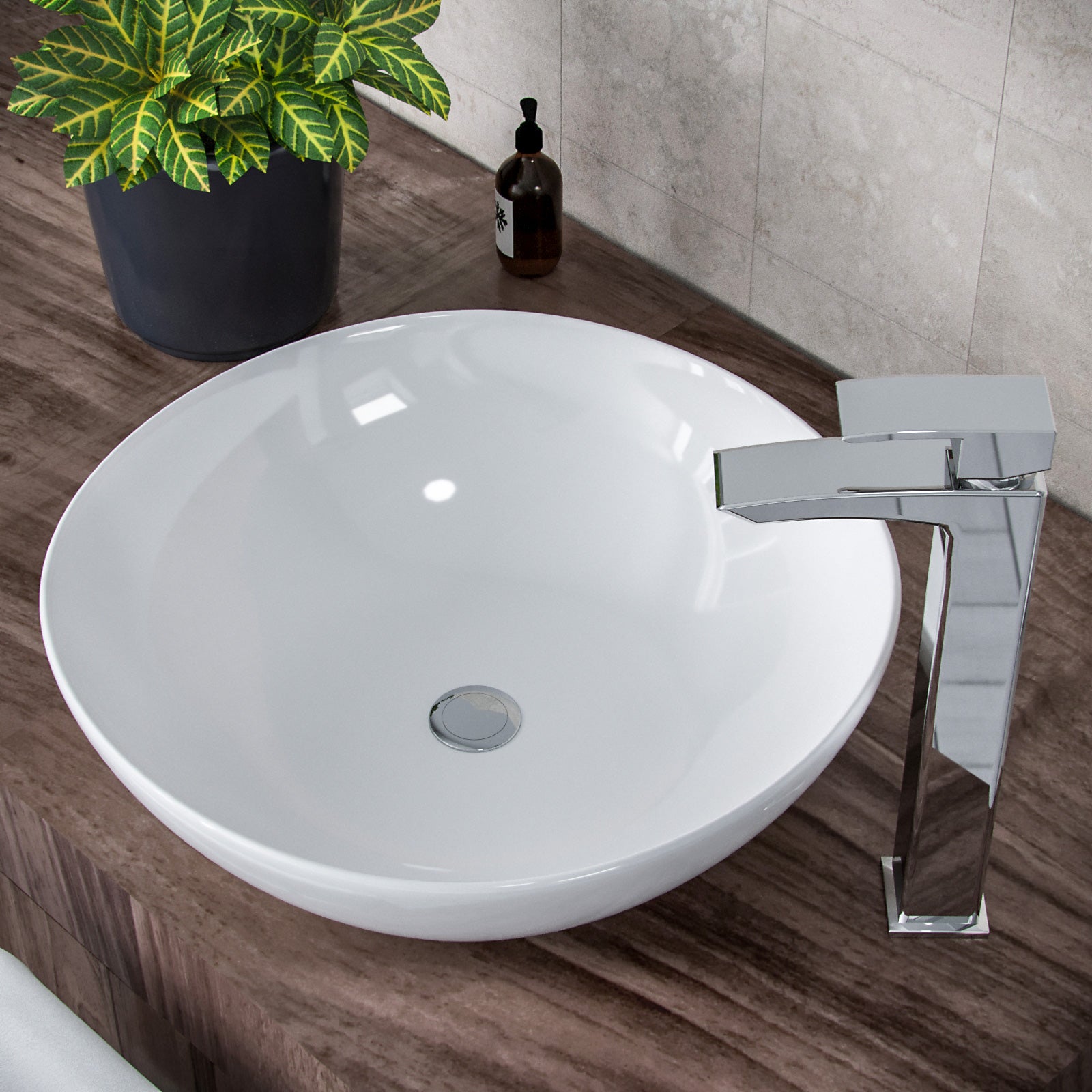 Etive 410mm Large Round Cloakroom Stand Alone Counter Top Basin Sink Bowl
