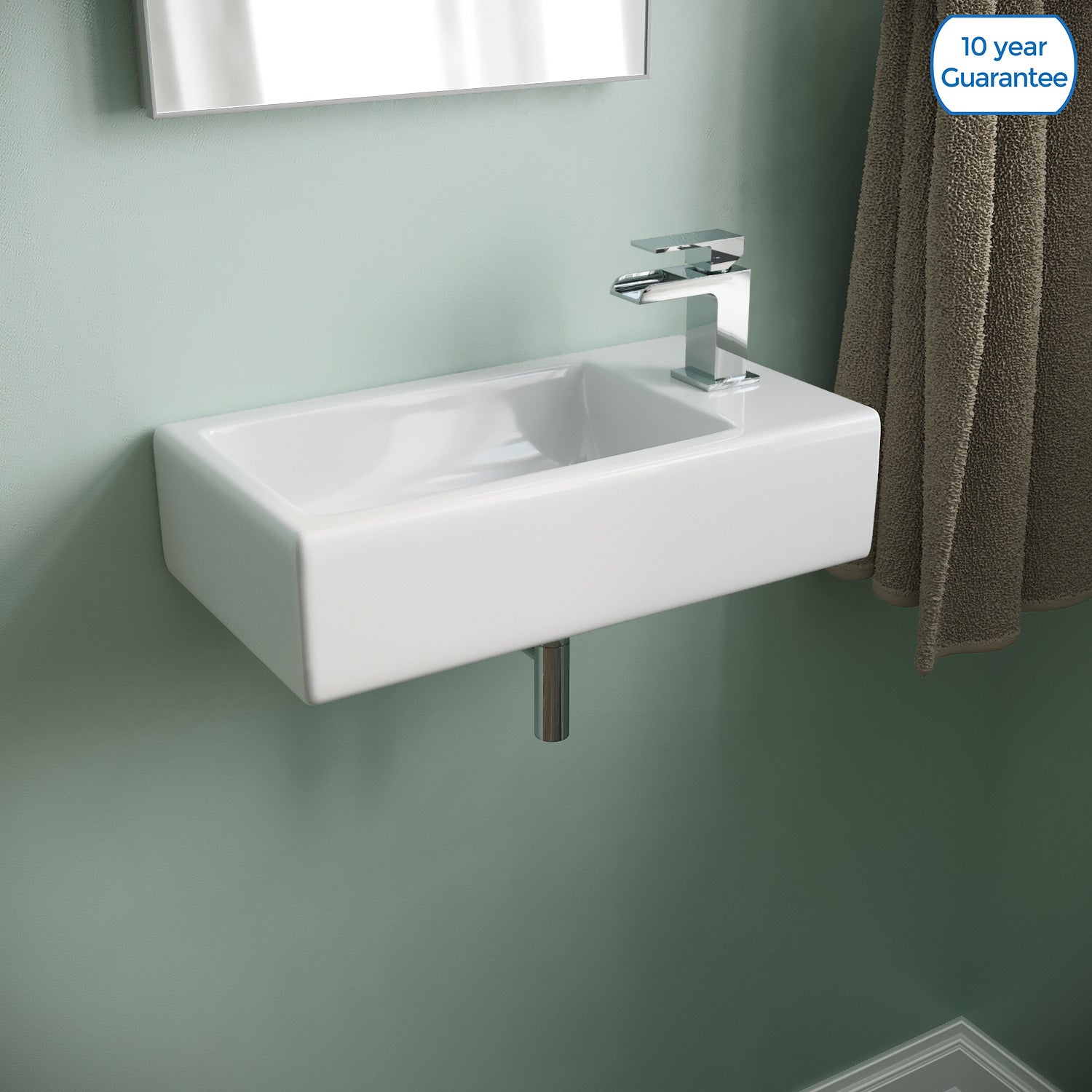 Tulla 455 x 250mm Large Rectangle Wall Hung Cloakroom Basin Sink