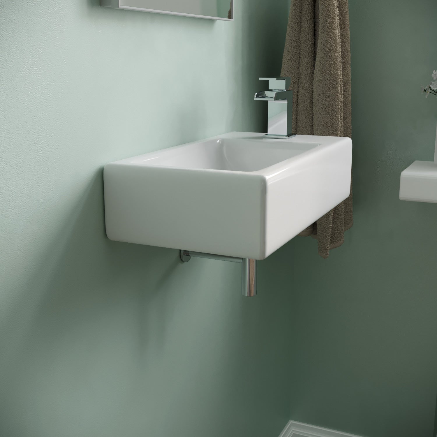 Tulla 455 x 250mm Large Rectangle Wall Hung Cloakroom Basin Sink