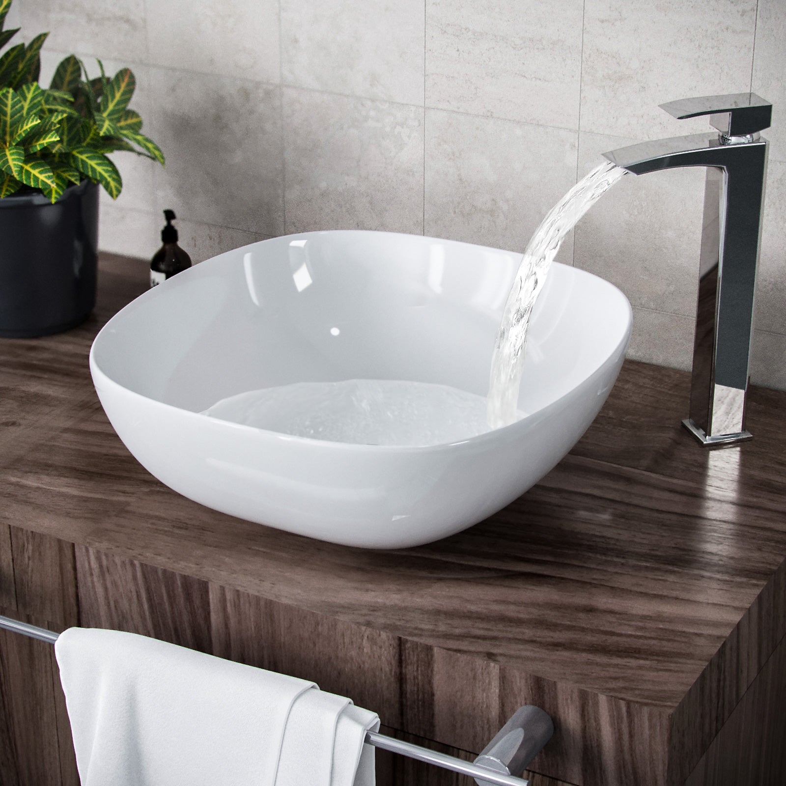 Sink Basins Rounded Etive 410mm Square Rounded Cloakroom Counter Top Basin Sink Bowl